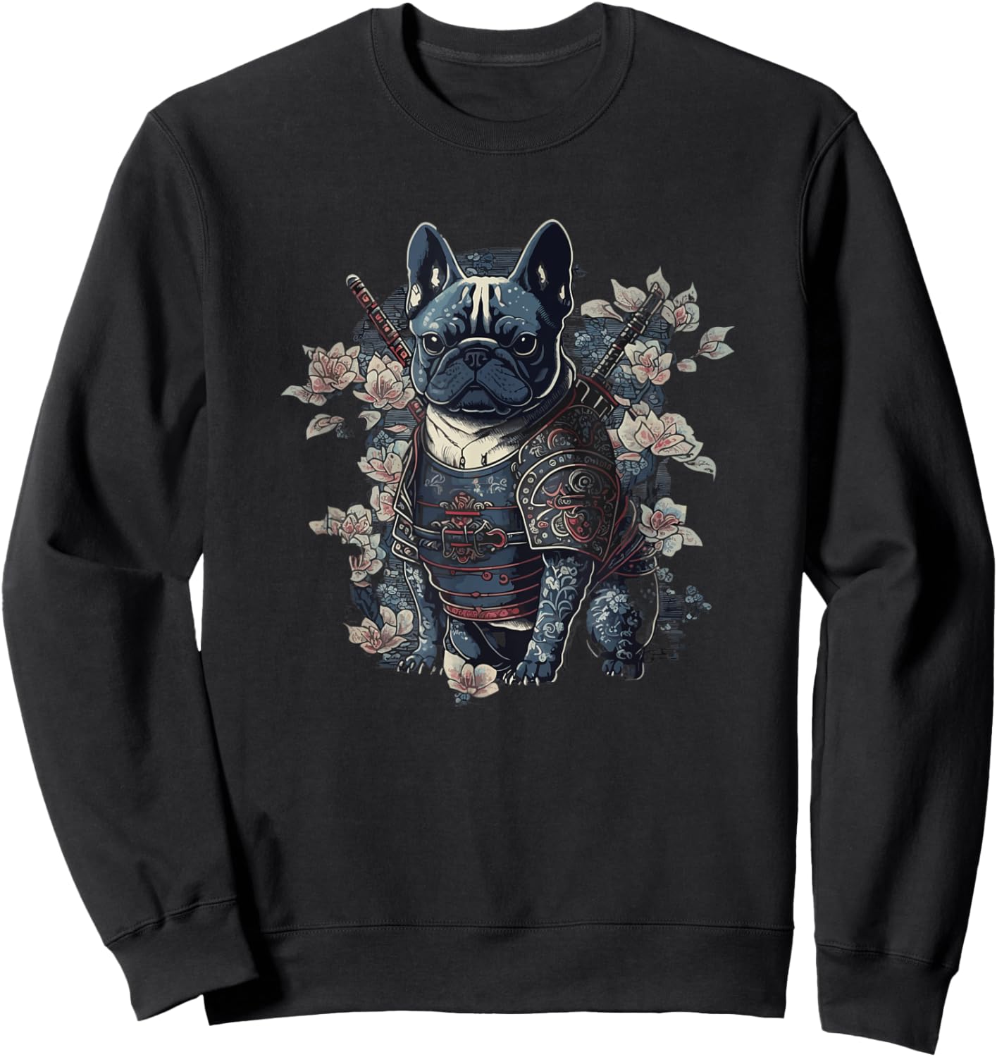 Japanese Samurai Frenchie French Bulldog, Vintage Ninja Sweatshirt - Sweatshirt | Black