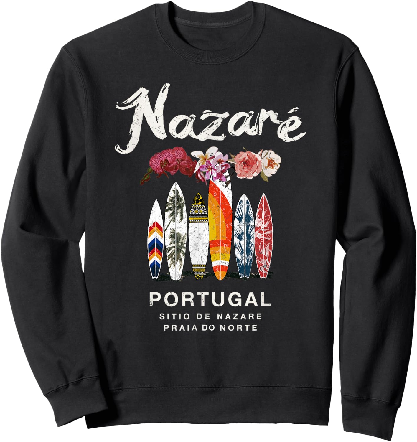 Nazare Portugal Surfing Vintage Sweatshirt - Sweatshirt | Black
