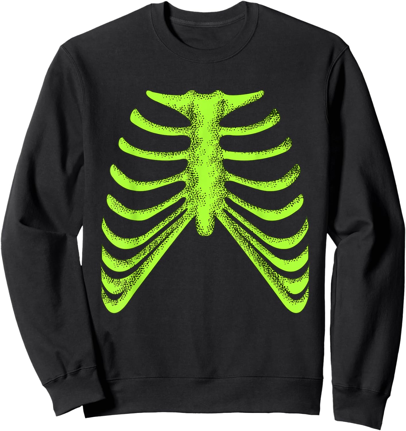 Green Ribcage Skeleton Green Color Graphic Sweatshirt - Sweatshirt | Black
