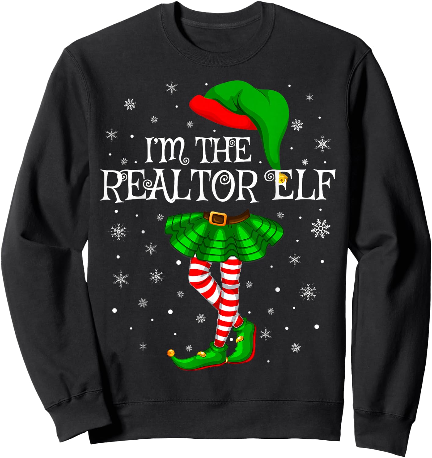 Realtor Elf Christmas Matching Family Women Girls Elf Sweatshirt - Sweatshirt | Black