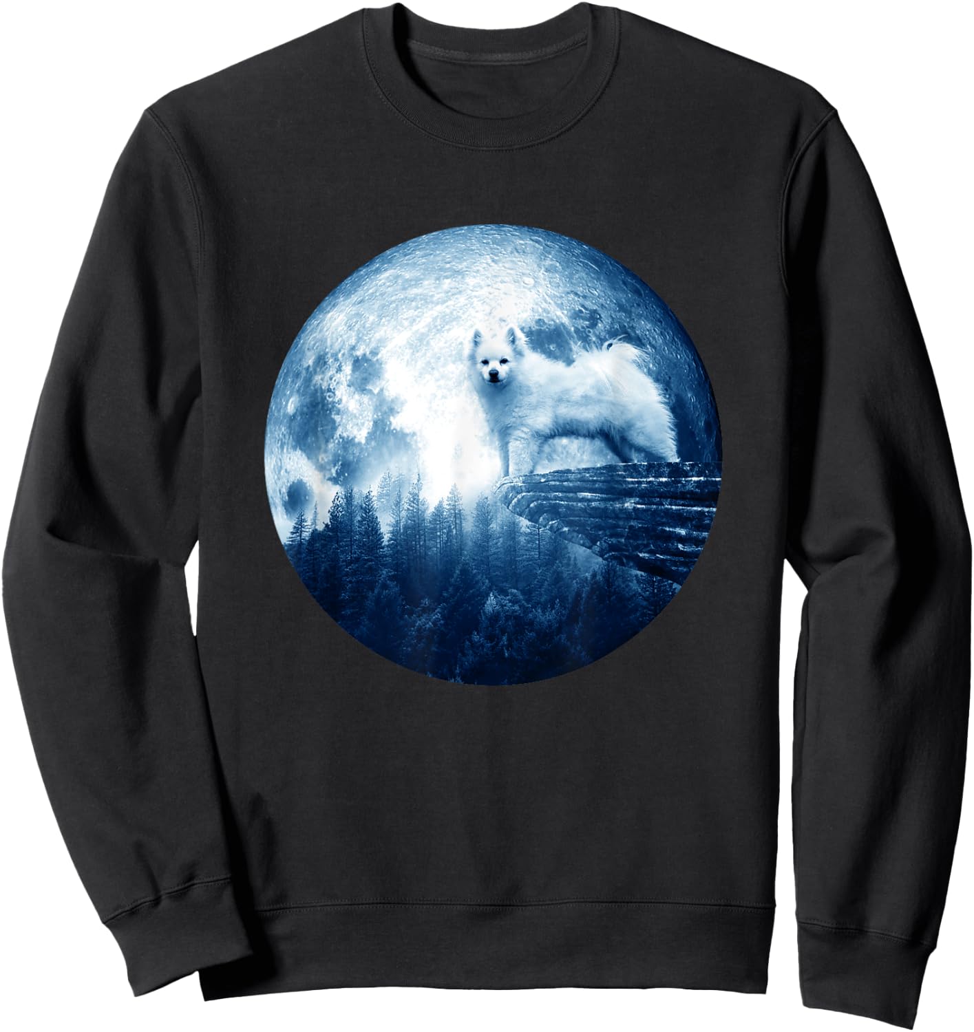 American Eskimo Dog Moon Dog Mom Dad Women Men Dog Lovers Sweatshirt - Sweatshirt | Black