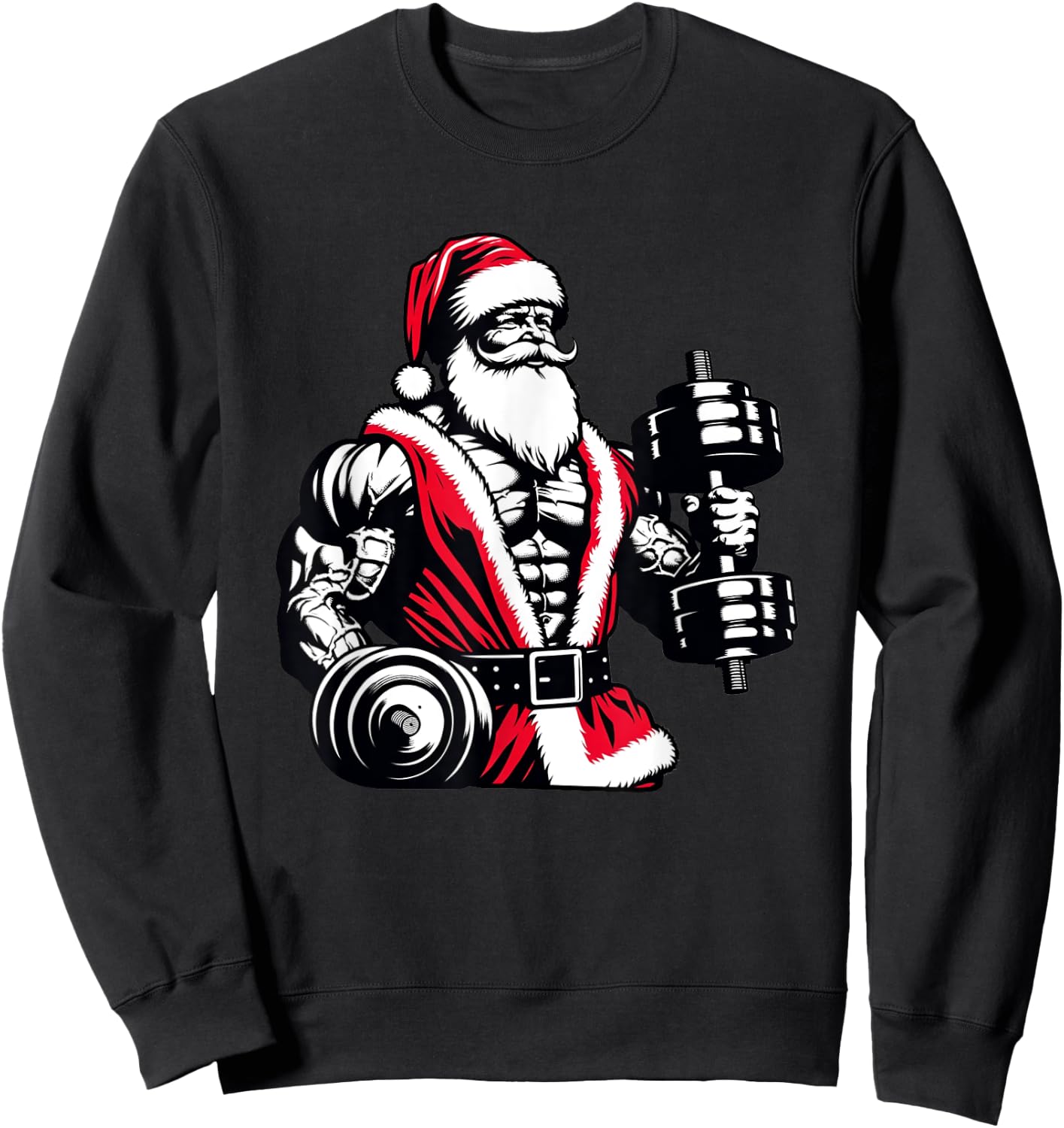 Swole Santa Christmas Gym Sweatshirt - Sweatshirt | Black