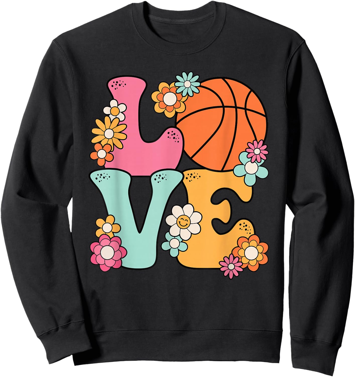 Basketball Love Cute Basketball Lover Women Teens Girls Sweatshirt - Sweatshirt | Black