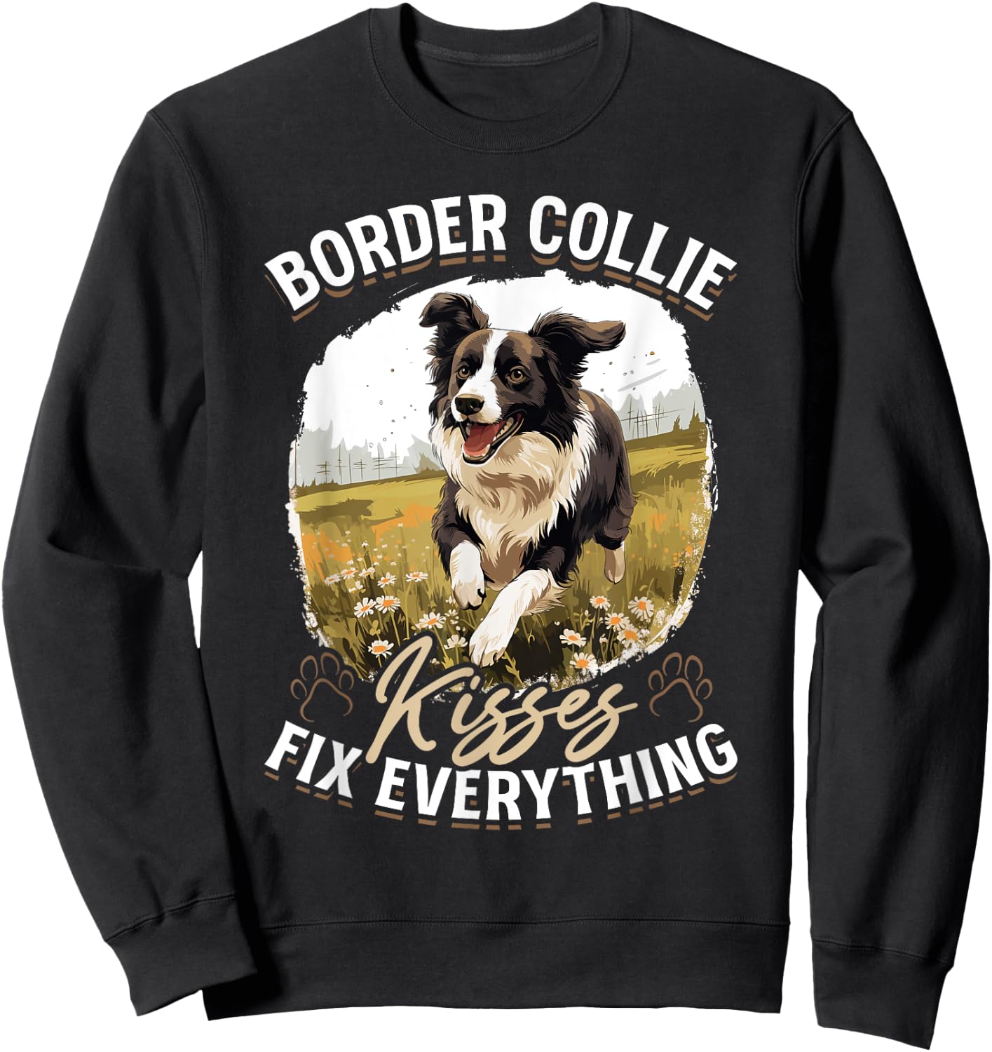 Border Collie Dog - Border Collie kisses fix everything Women Kids Sweatshirt - Sweatshirt | Black