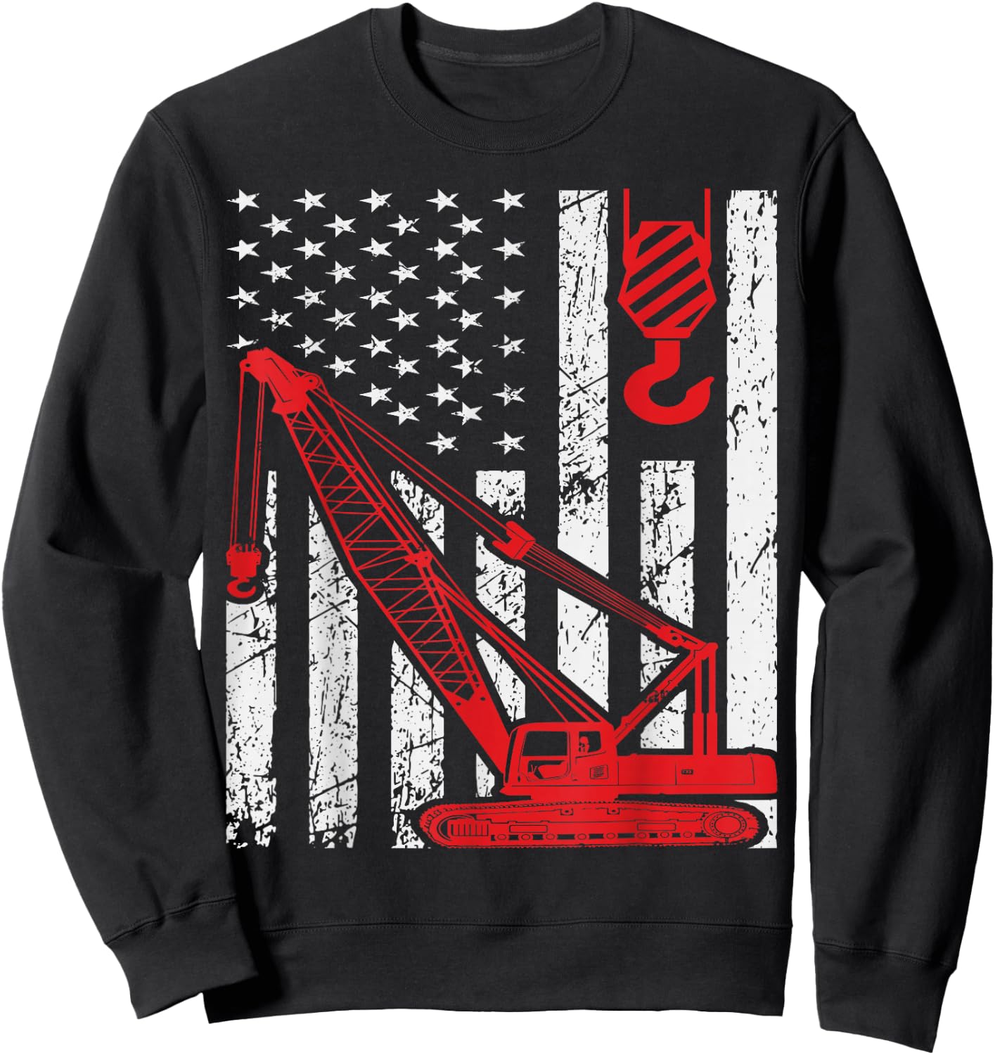 Excavating Machinery Retro bulldozer Excavator Co Men's Black Construction Worker Sweatshirt - Sweatshirt | Black