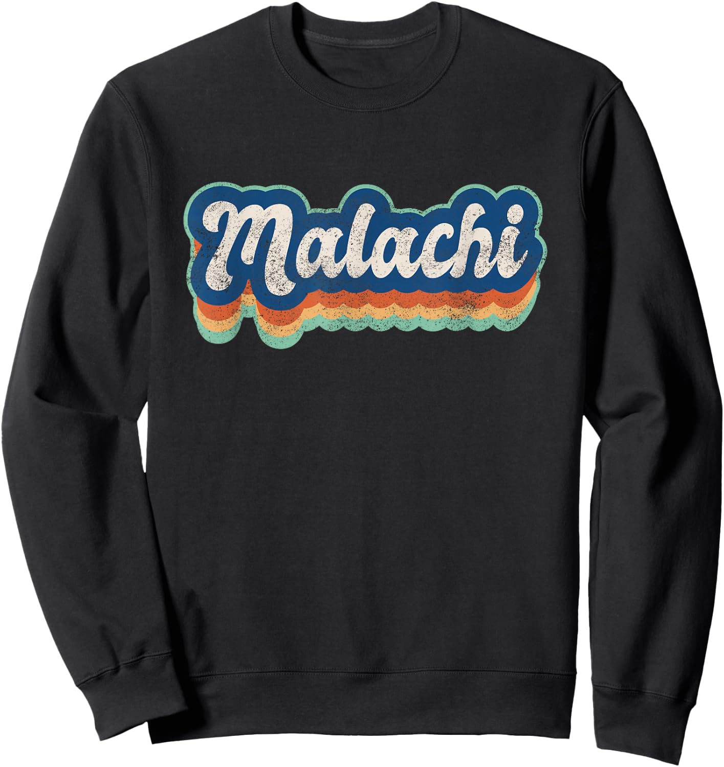 Malachi First Name Boy Vintage Style 70s 80s Personalized Sweatshirt - Sweatshirt | Black