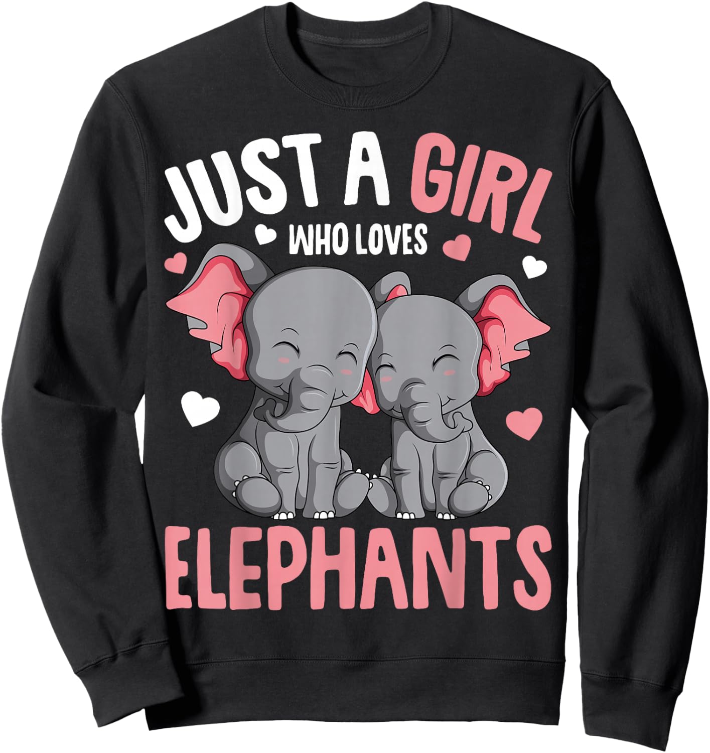 Just a Girl who Loves Elephants Kids Girls Elephant Lover Sweatshirt - Sweatshirt | Black