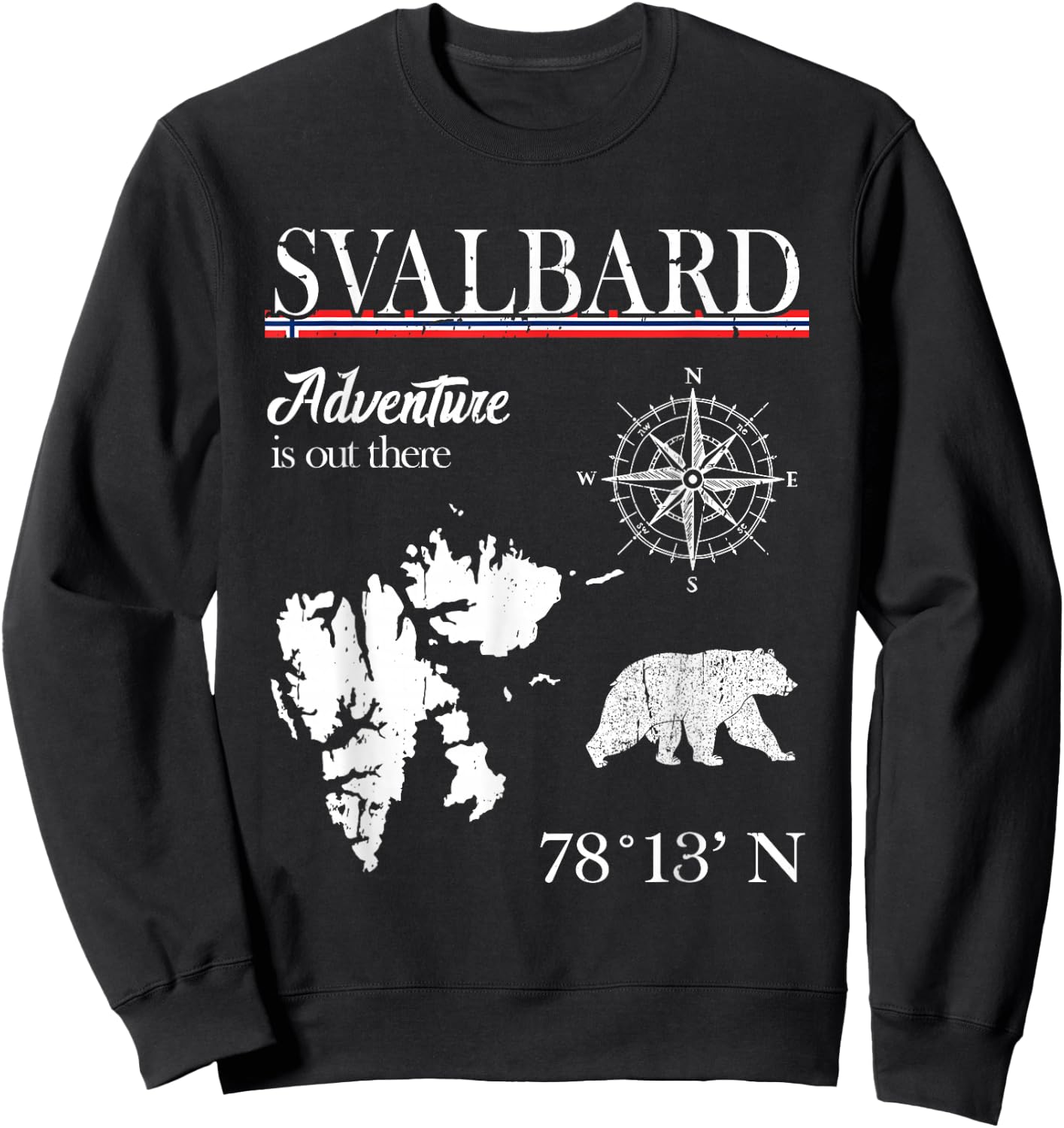Svalbard - Adventure Is Out There - Norway Norwegian Flag Sweatshirt - Sweatshirt | Black