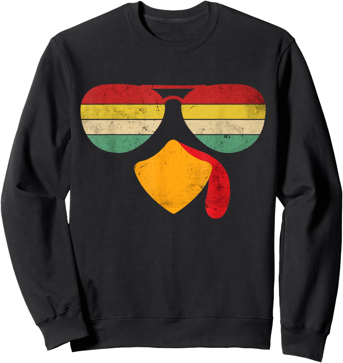 Vintage Turkey Face Thanksgiving Sunglasses Costume Boy Girl Sweatshirt - Sweatshirt | Black
