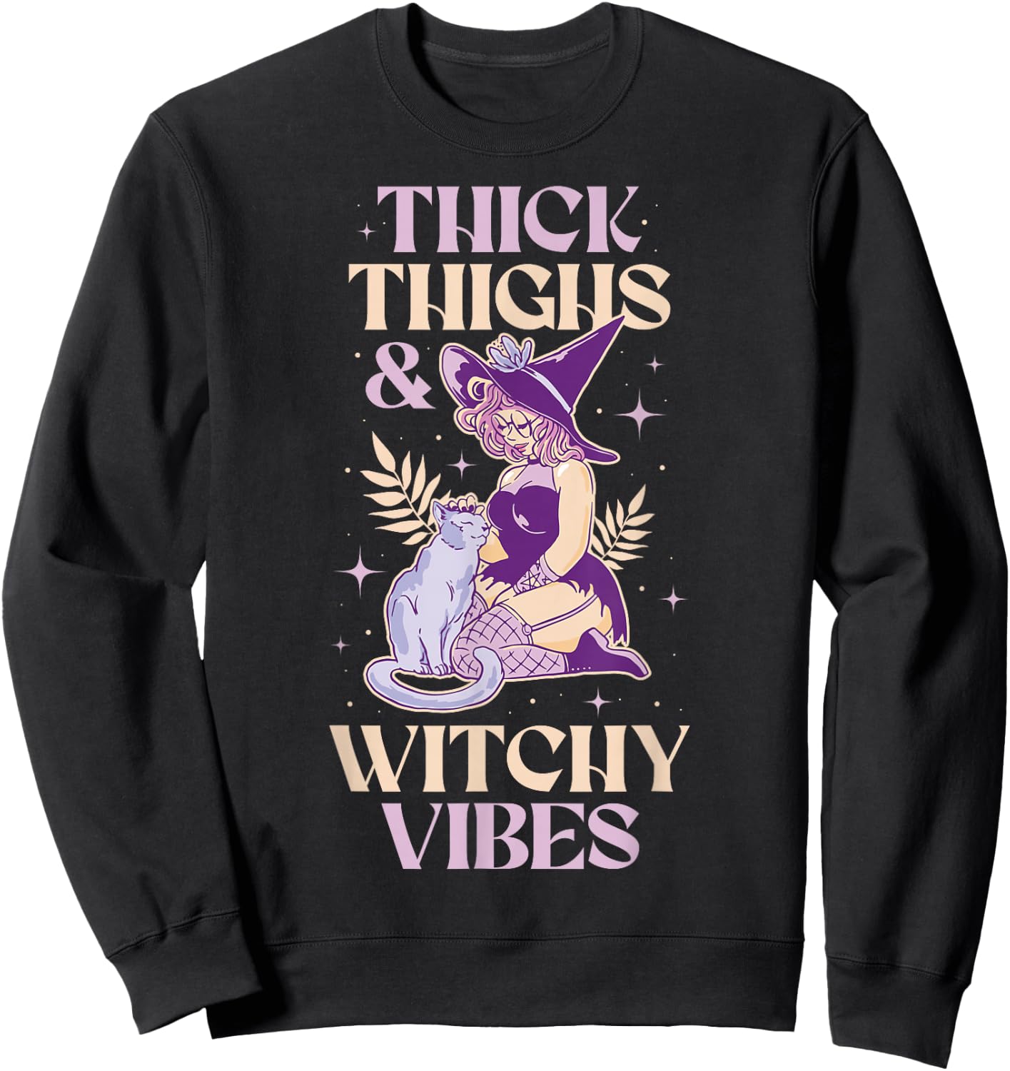Funny Thick Thighs And Witchy Vibes Sweatshirt - Sweatshirt | Black