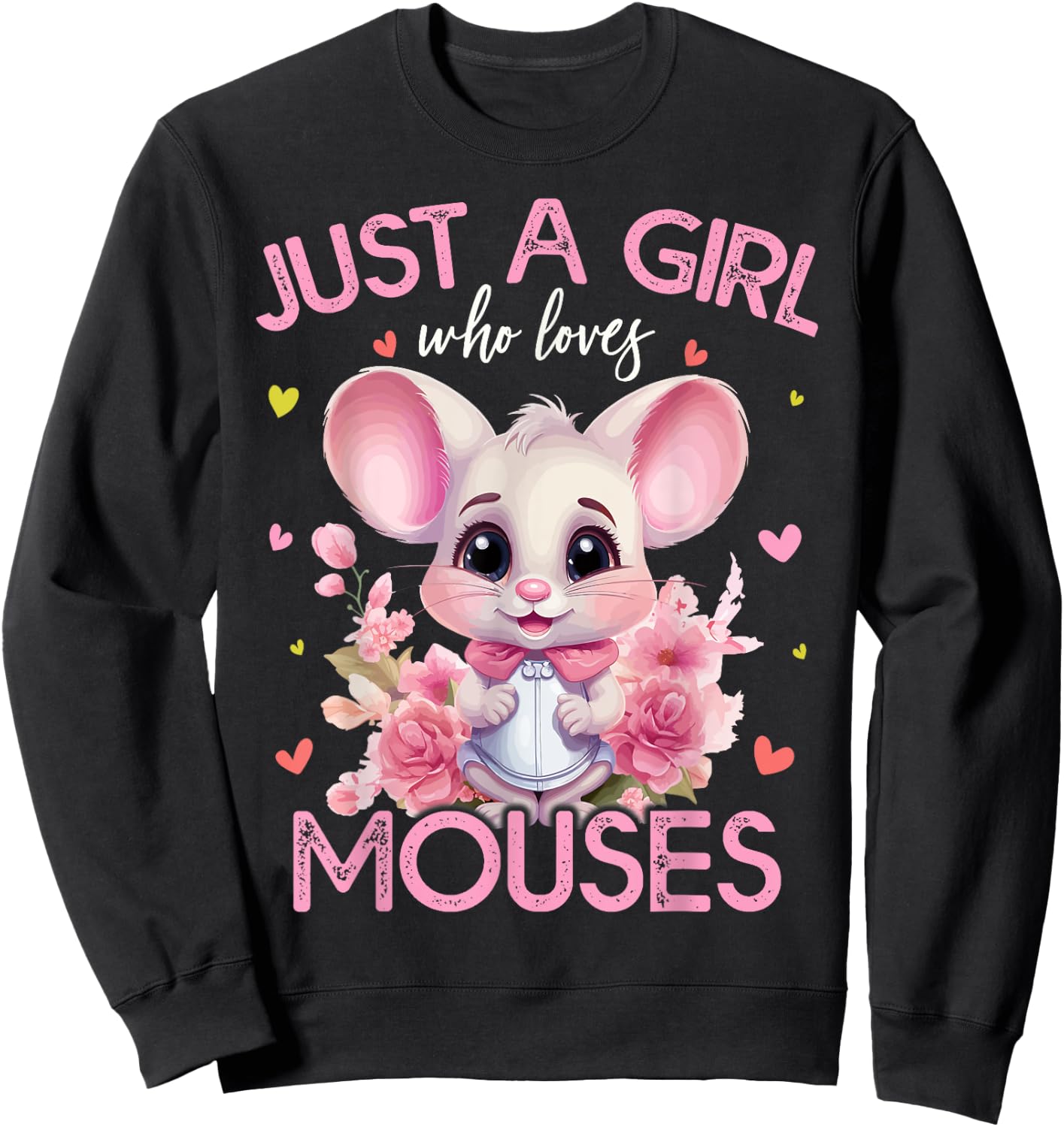 Just A Girl Who Loves Mouses Girls Sweatshirt - Sweatshirt | Black