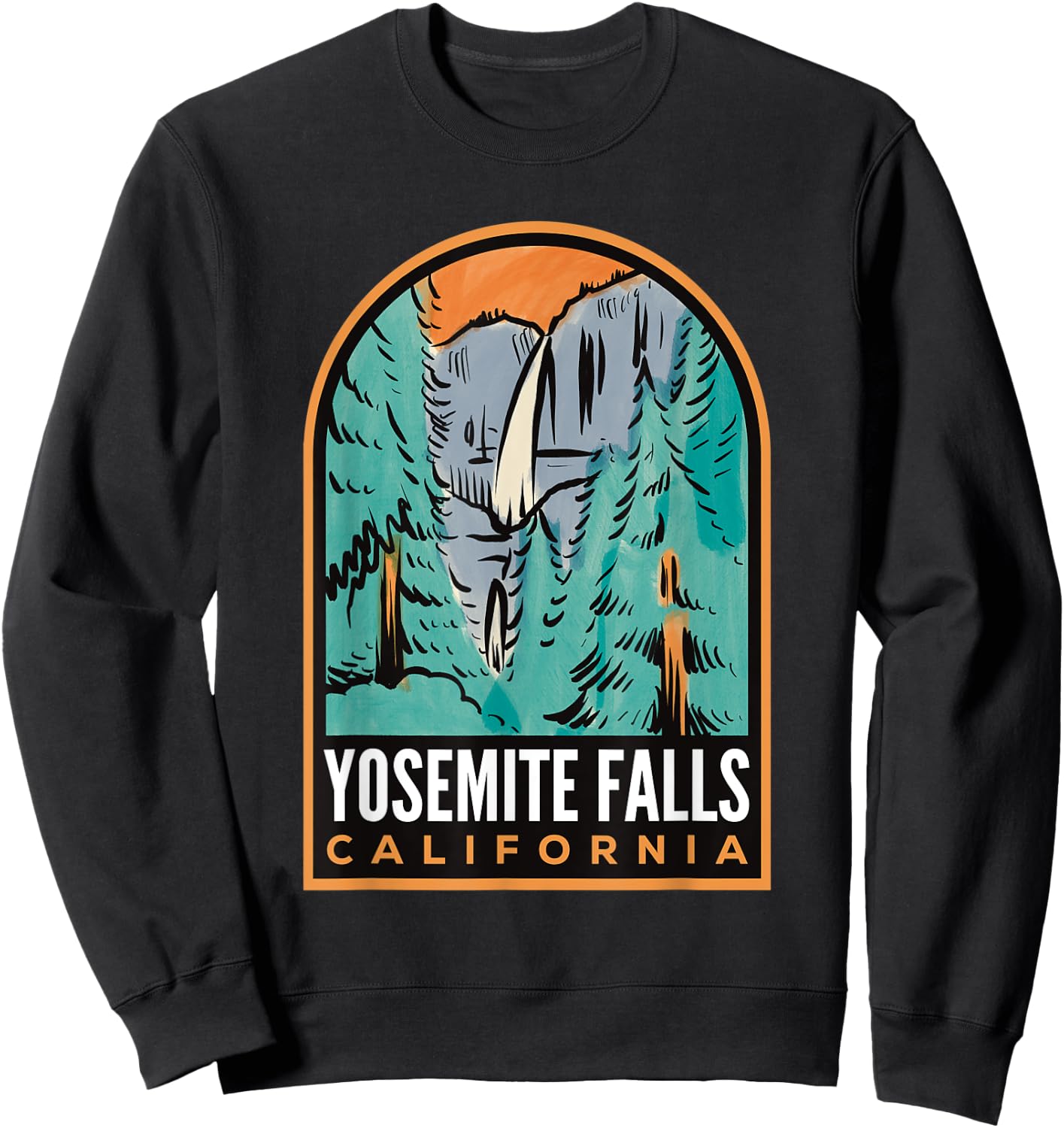 Yosemite Falls National Park Valley Waterfall Sweatshirt - Sweatshirt | Black