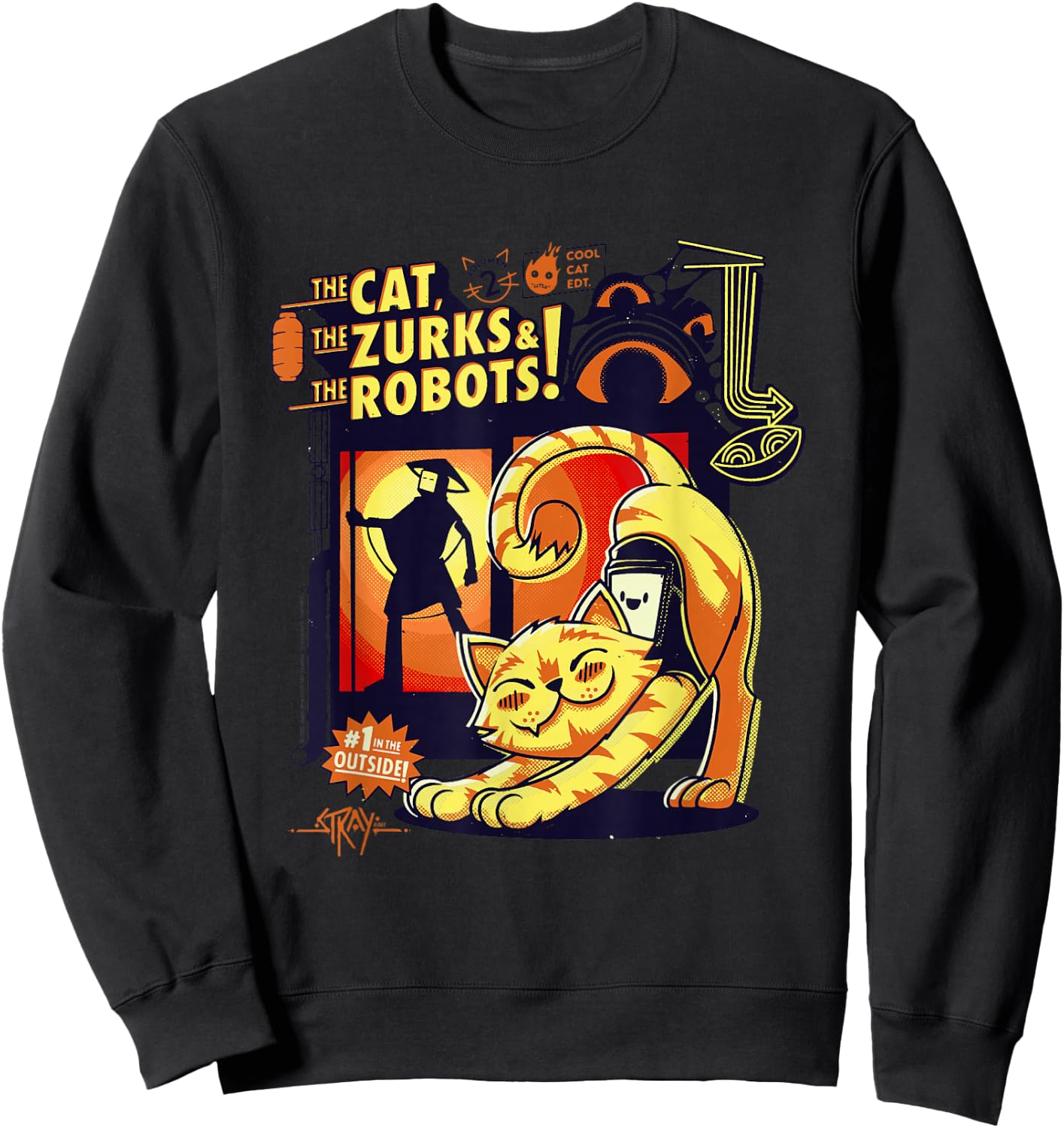 Stray Cats, Zurks, and Robots Video Game Sweatshirt - Sweatshirt | Black