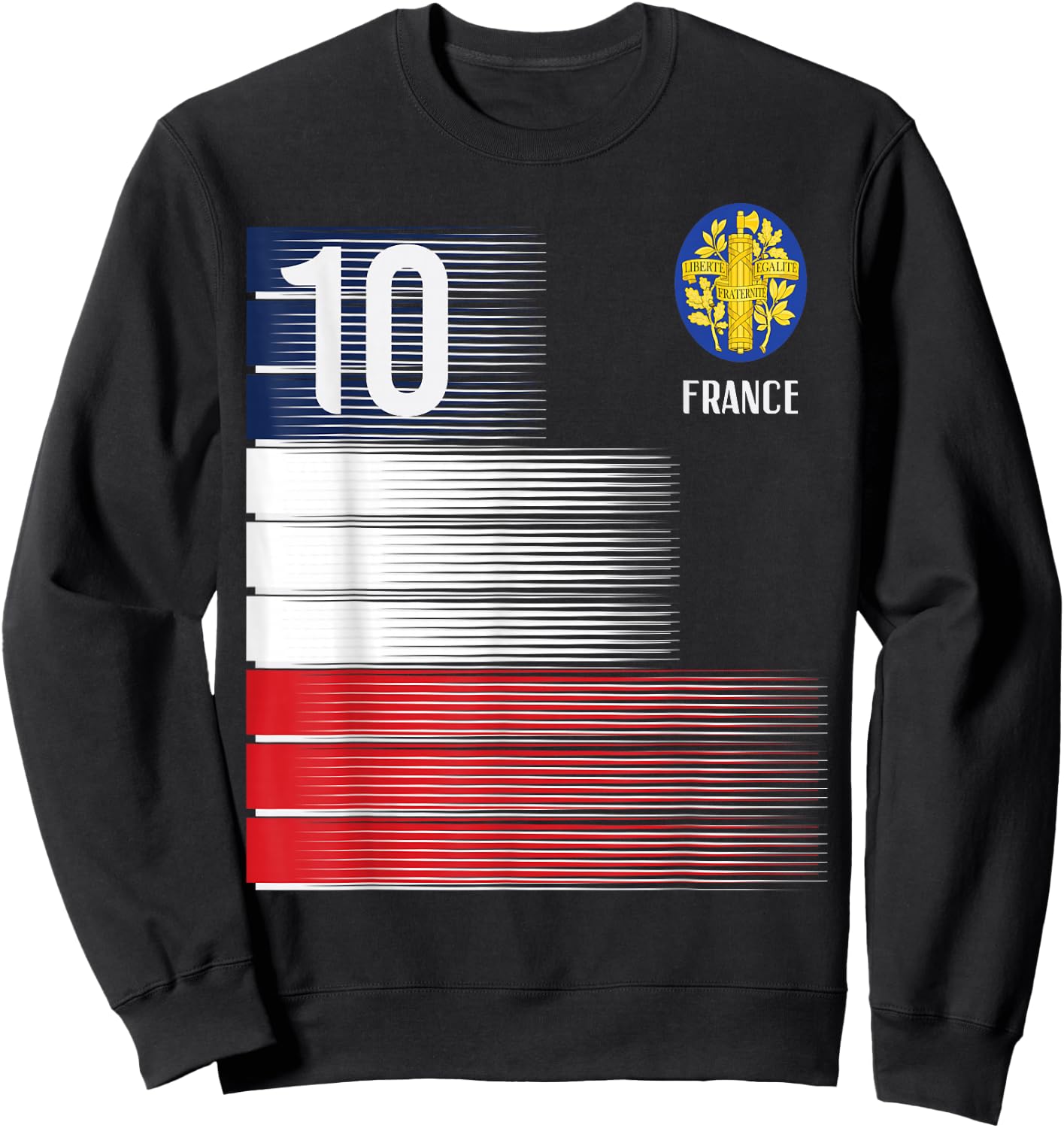 France Flag Number 10 French Soccer Men Women Boys Girl Kids Sweatshirt - Sweatshirt | Black