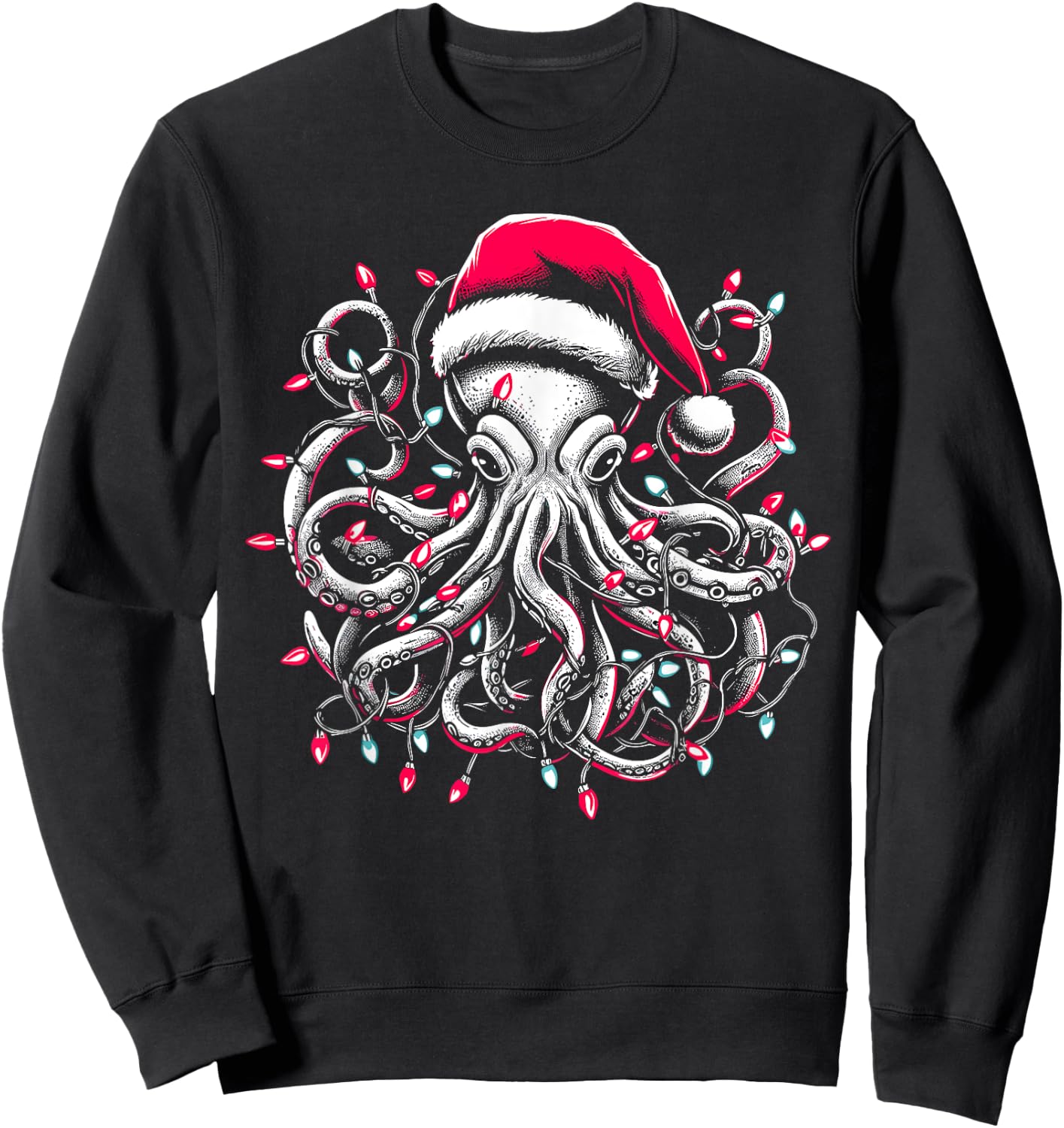 Octopus Christmas Lights Octopus Lover Men Women Sweatshirt - Sweatshirt | Black