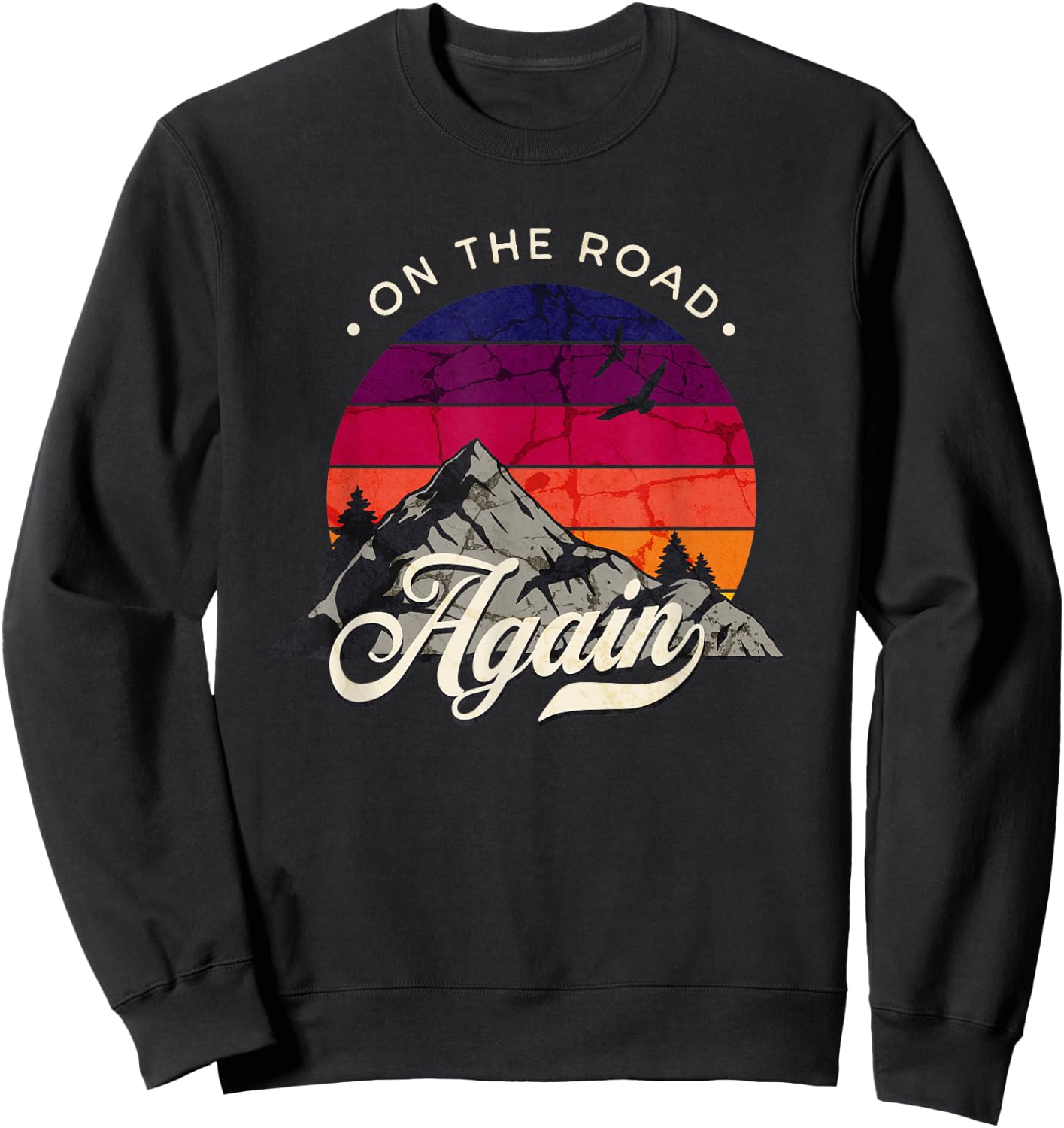 On The Road Again - Vintage Wilderness Adventure Design Sweatshirt - Sweatshirt | Black