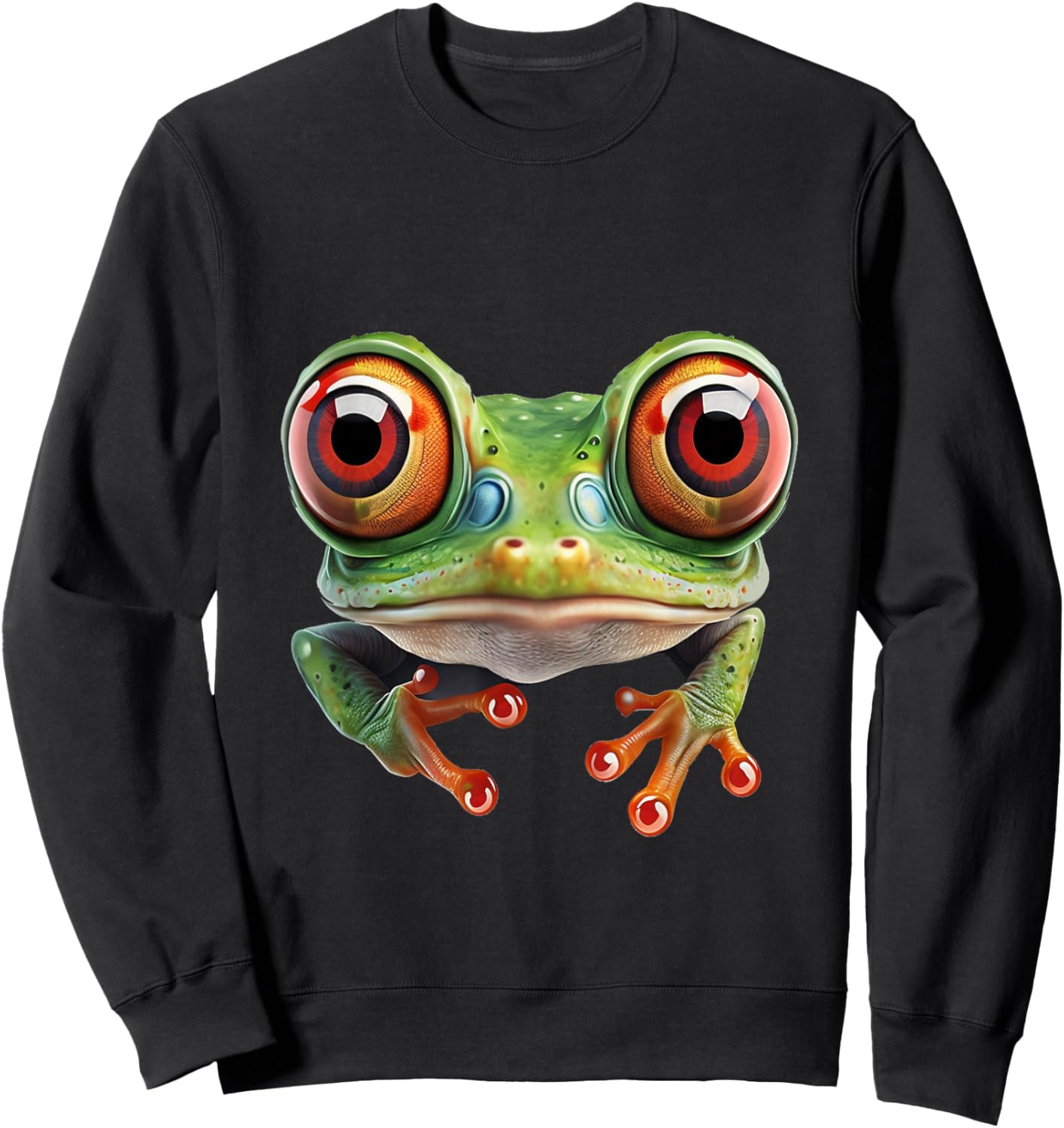 Green Body Tree Frog Red Eyed Tree Frog Rainforest Amphibian Sweatshirt - Sweatshirt | Black