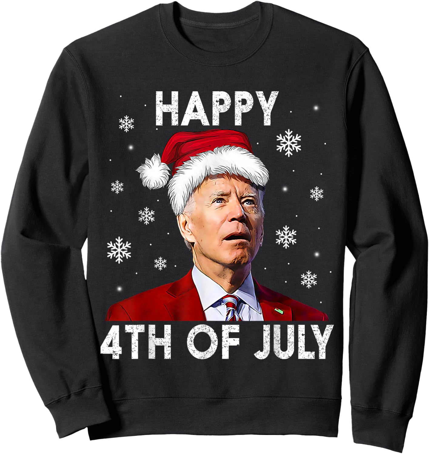 Funny Happy 4th of July Joe Biden Costume Santa shirt Sweatshirt - Sweatshirt | Black