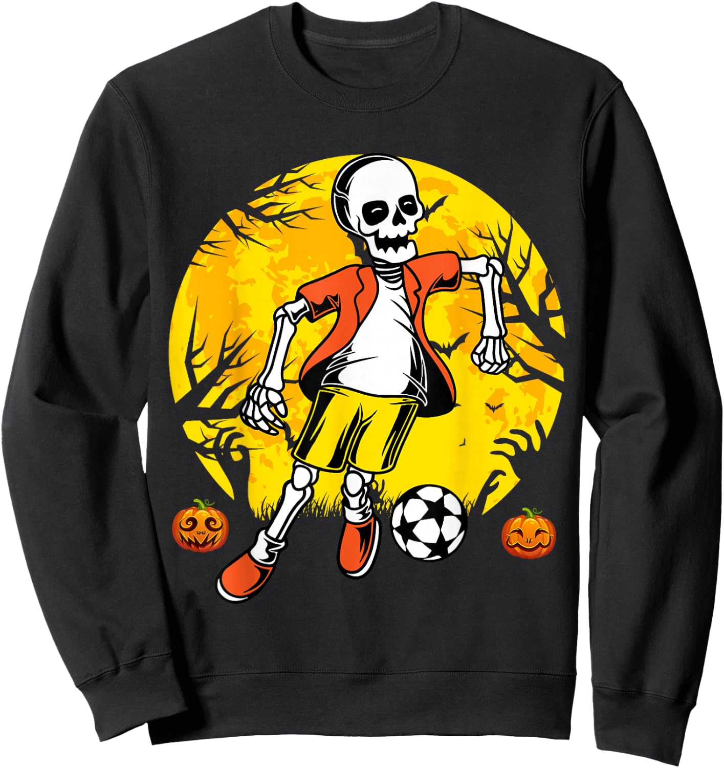 Soccer Halloween Skeleton Funny Football Halloween Soccer Sweatshirt - Sweatshirt | Black
