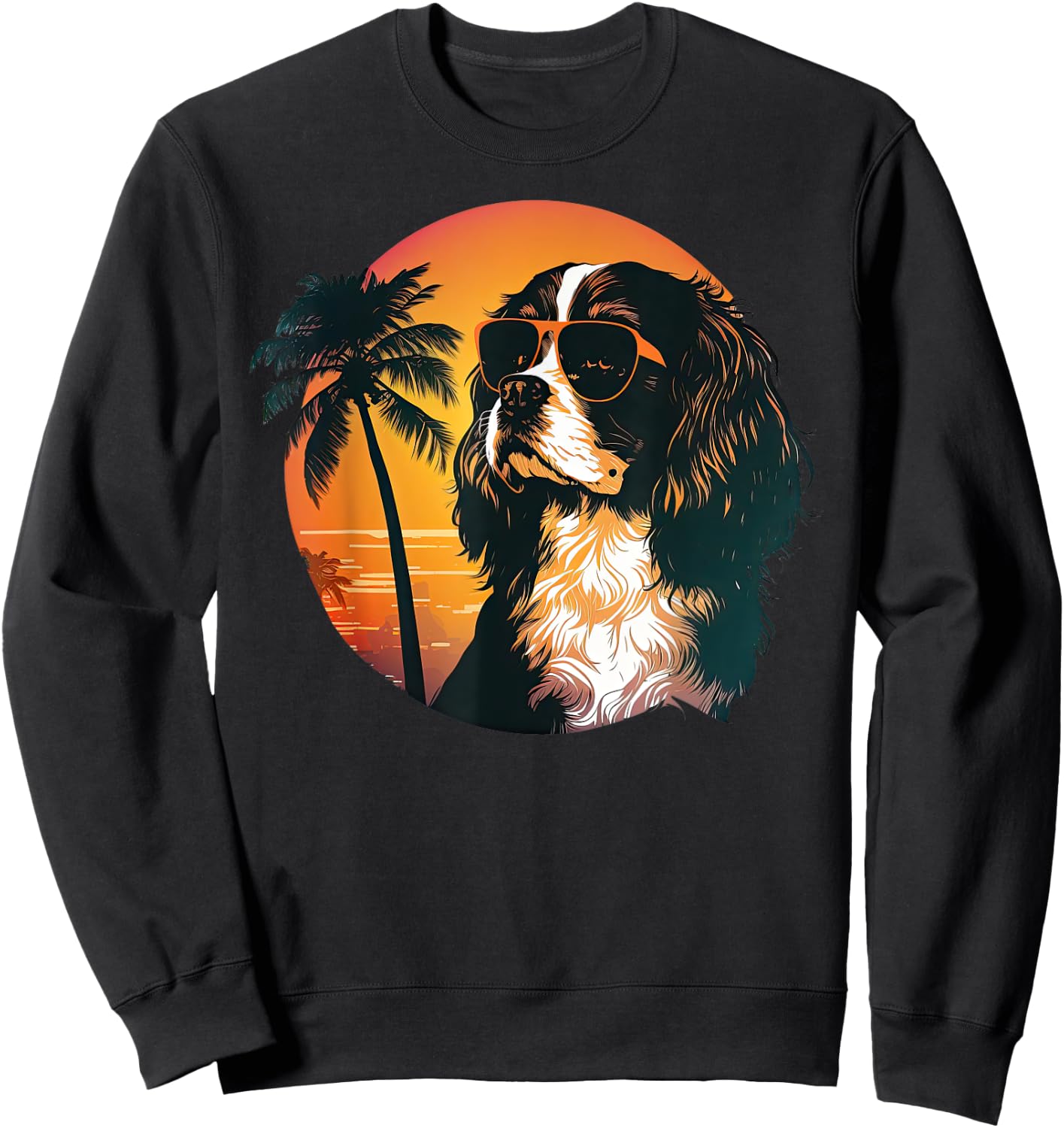Funny Cavalier King Charles Spaniel Cute Cool Sunglasses Sweatshirt - Sweatshirt | Black