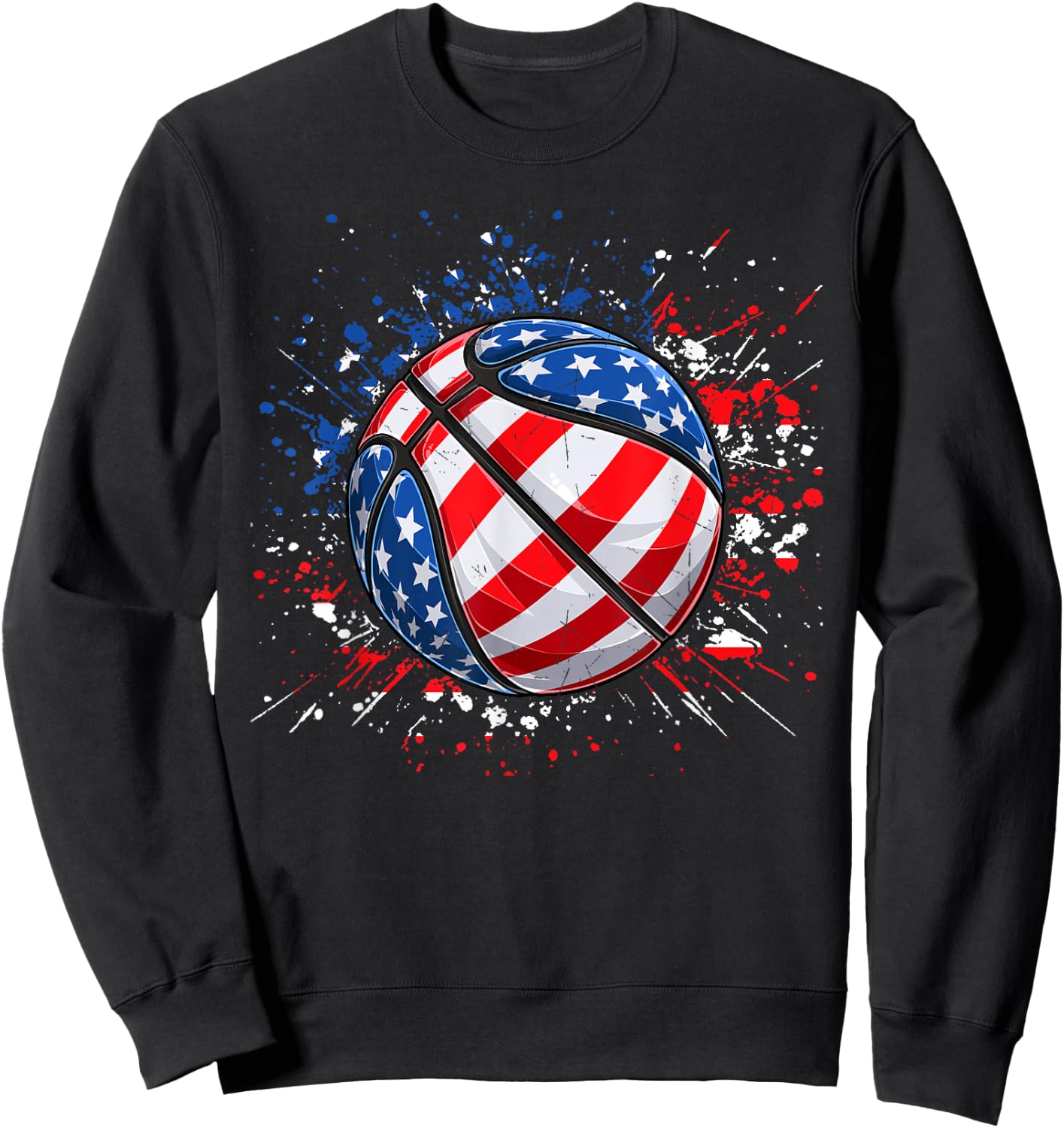 Basketball American Flag 4th Of July Men Boys Basketball Sweatshirt - Sweatshirt | Black