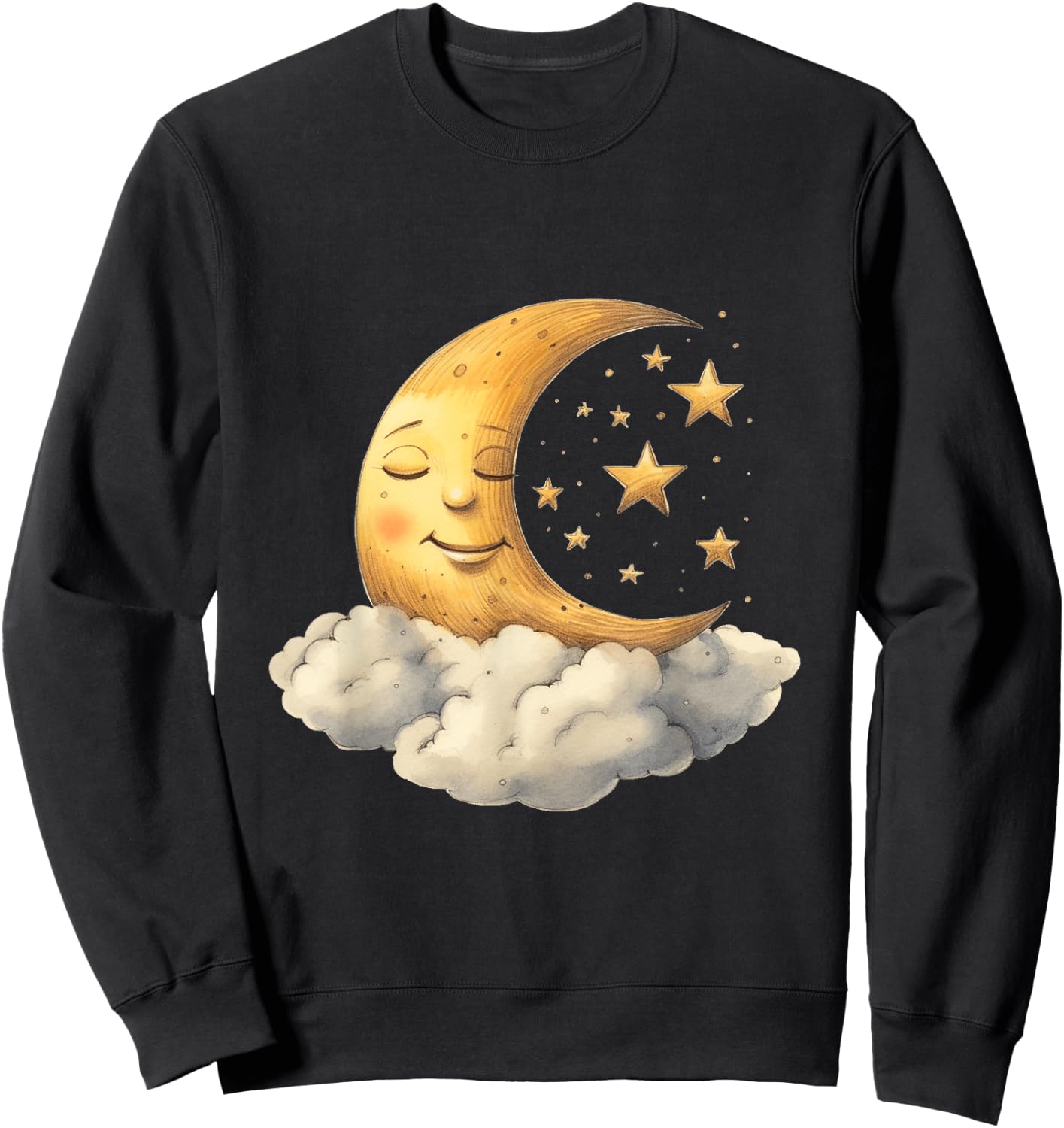 Sleepy Moon Stars Cloud Funny Pjs Pajamas Cute Kids Sleeping Sweatshirt - Sweatshirt | Black