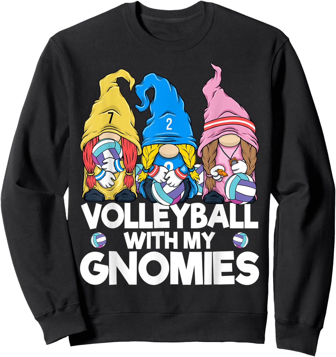 Volleyball Gnome Volleyball with My Gnomies Women Teen Girls Sweatshirt - Sweatshirt | Black