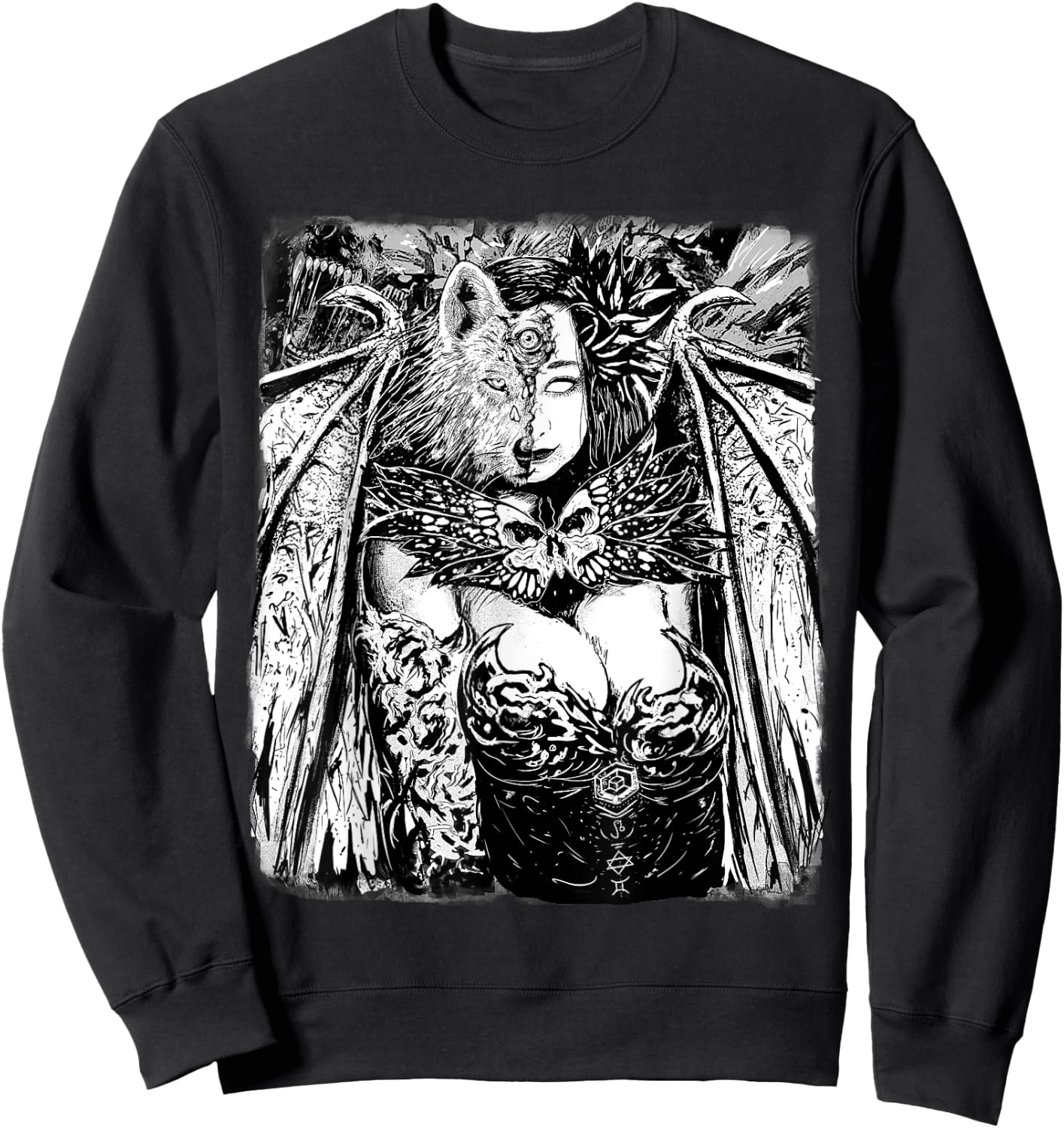 Gothic Succubus Dragon Lady Manga Art - Sexy Manga Girl Sweatshirt - Sweatshirt | Black