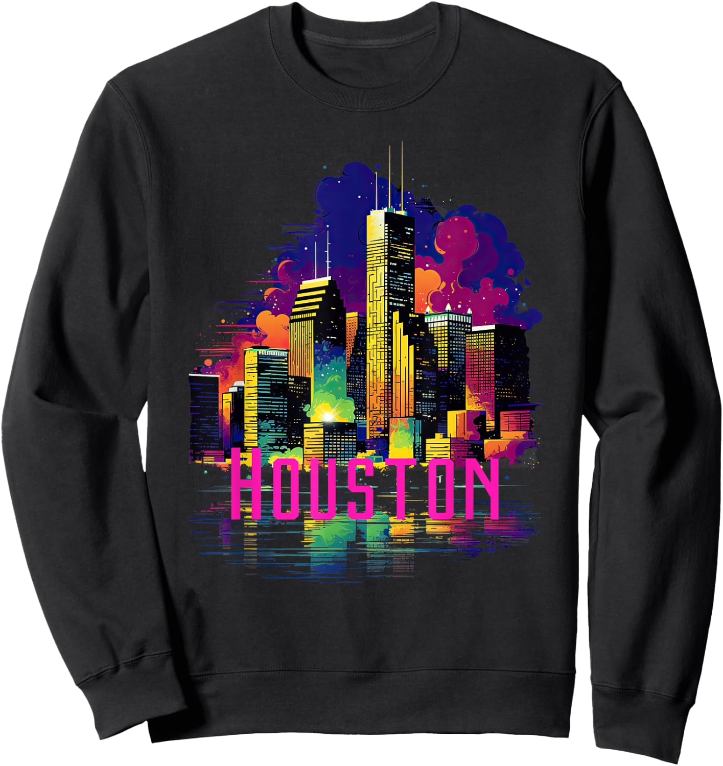 Houston Texas City Downtown Skyline Texas HOU Sweatshirt - Sweatshirt | Black