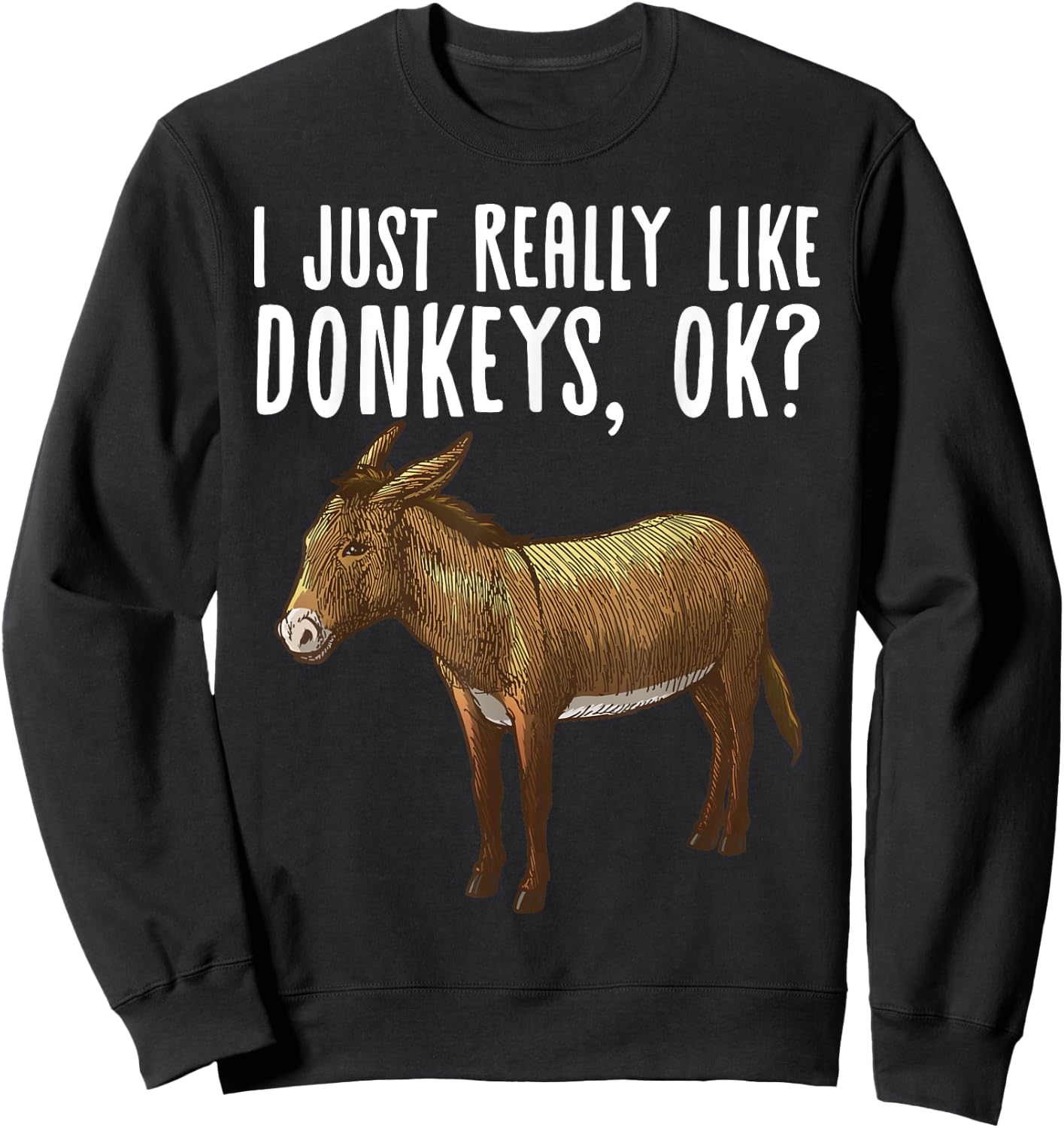 Funny Donkey Design Women Mule Animal Farming Horse Sweatshirt - Sweatshirt | Black