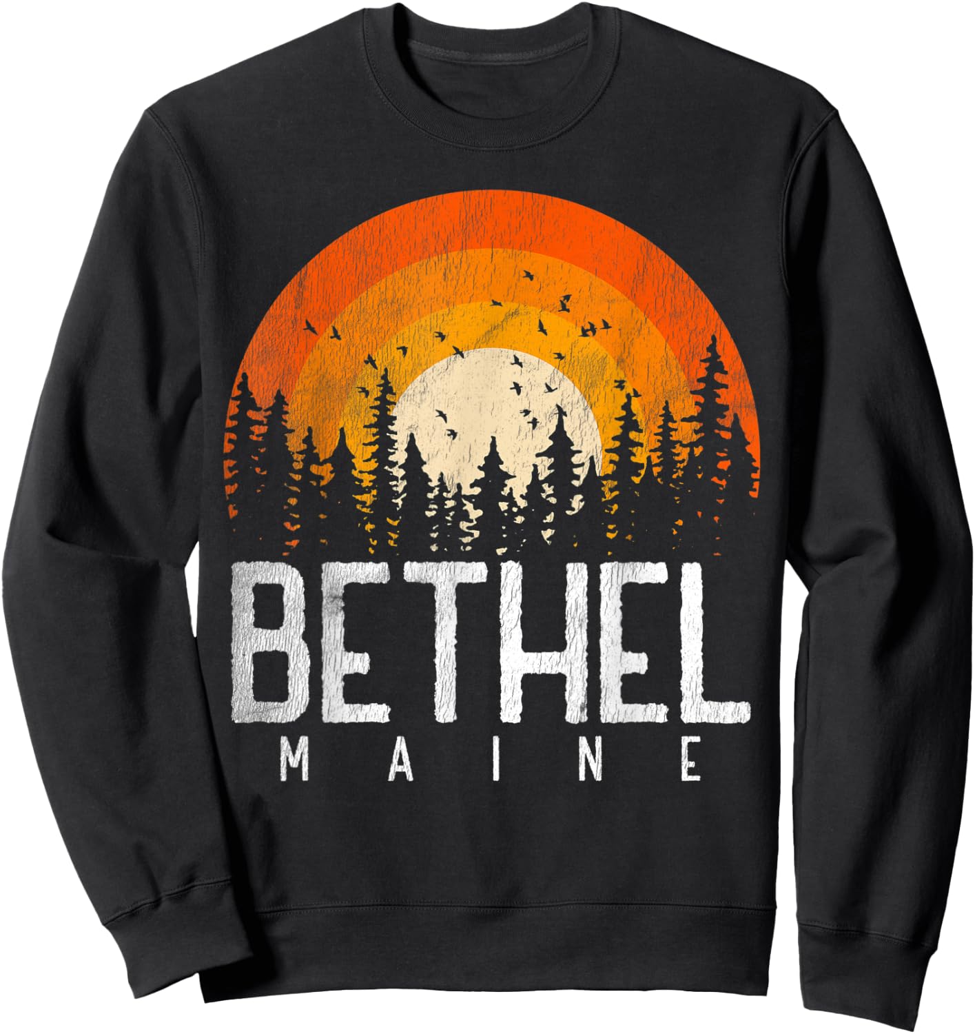 Bethel Maine ME Shirt Retro Style Vintage 70s 80s 90s Gift Sweatshirt - Sweatshirt | Black