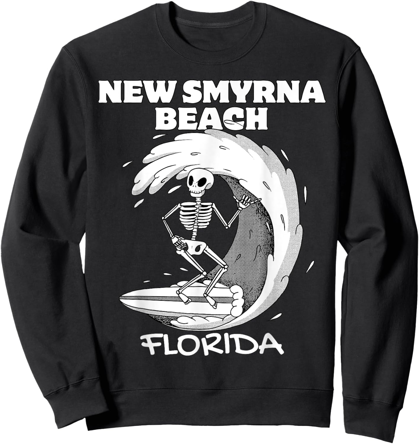 NEW SMYRNA BEACH FLORIDA Surf Vintage Retro Surfing Sweatshirt - Sweatshirt | Black