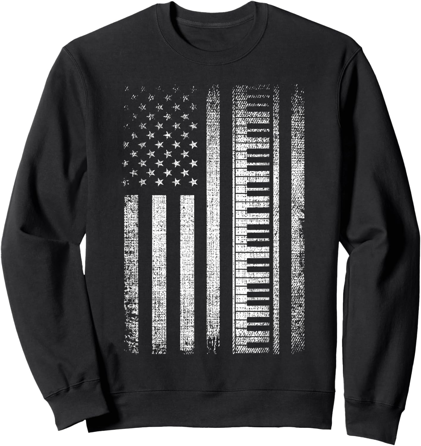 Patriotic Keyboard Player Keyboardist Keyboarder USA Flag Sweatshirt - Sweatshirt | Black