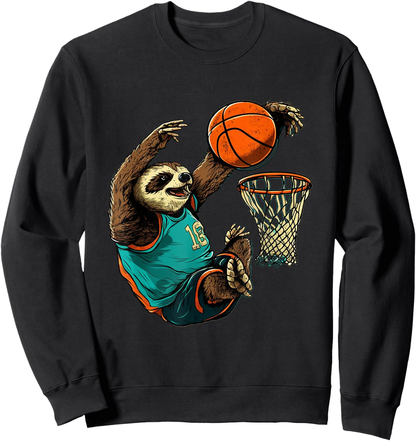 Basketball Sloth Bball Team Sport Funny Basketball Player Sweatshirt - Sweatshirt | Black