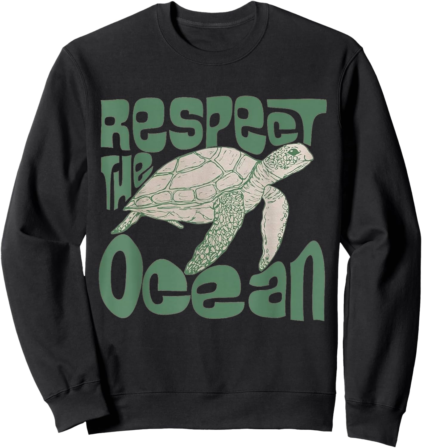 Respect The Ocean Turtle Sweatshirt - Sweatshirt | Black