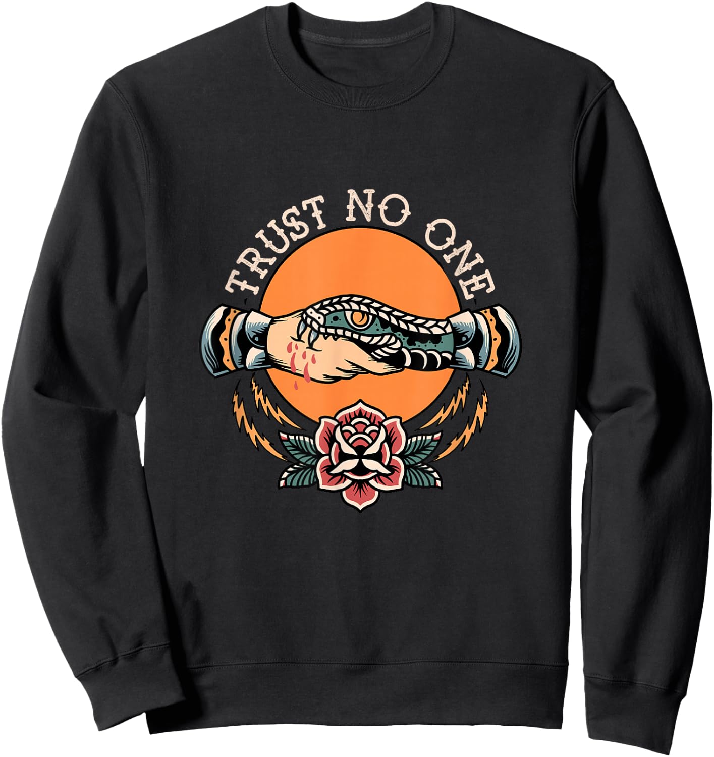 Do not trust anyone handshake snake traditional Sweatshirt - Sweatshirt | Black