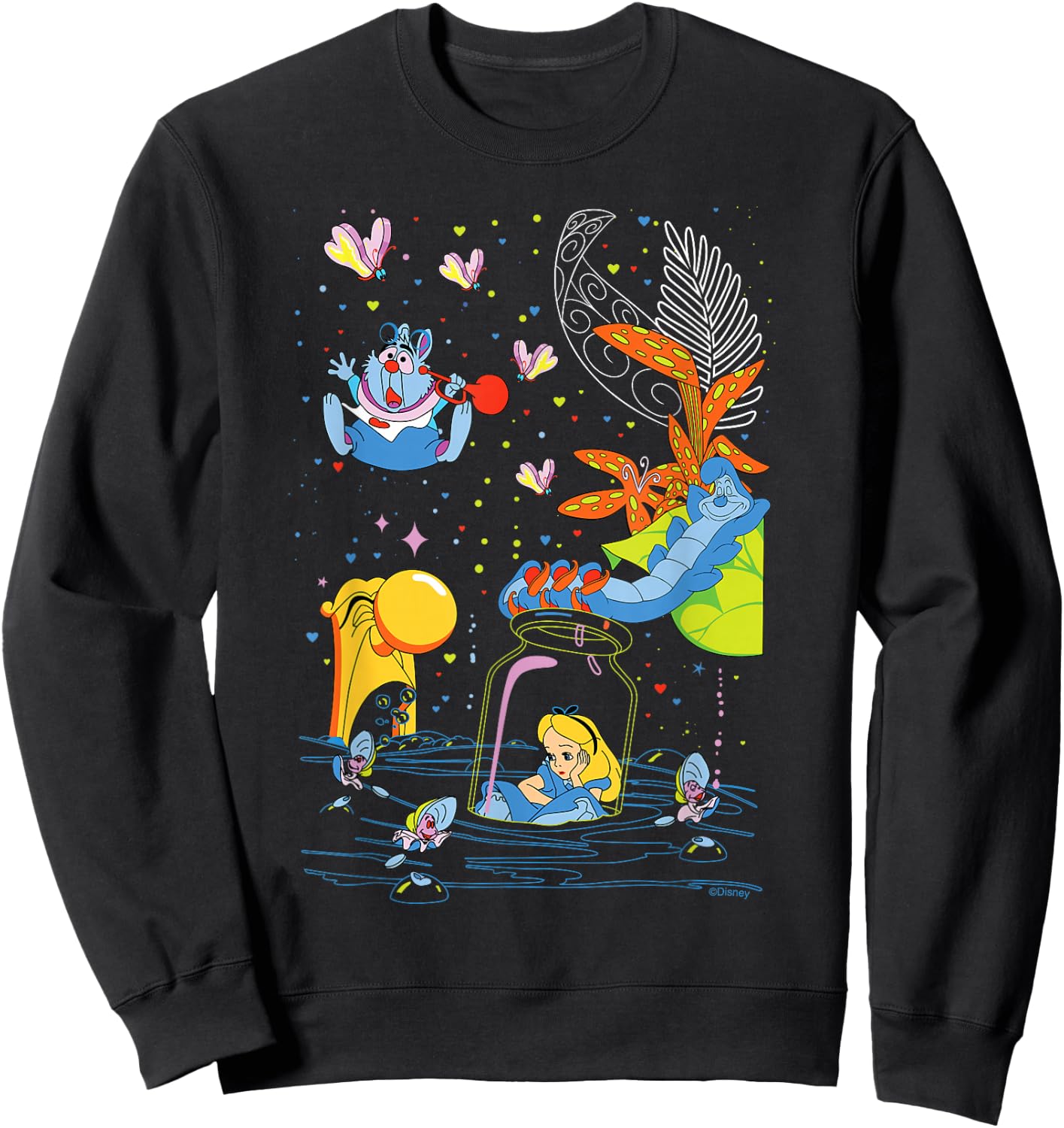 Disney Alice in Wonderland Bottle Adventure Valentine’s Day Sweatshirt - Sweatshirt | Black
