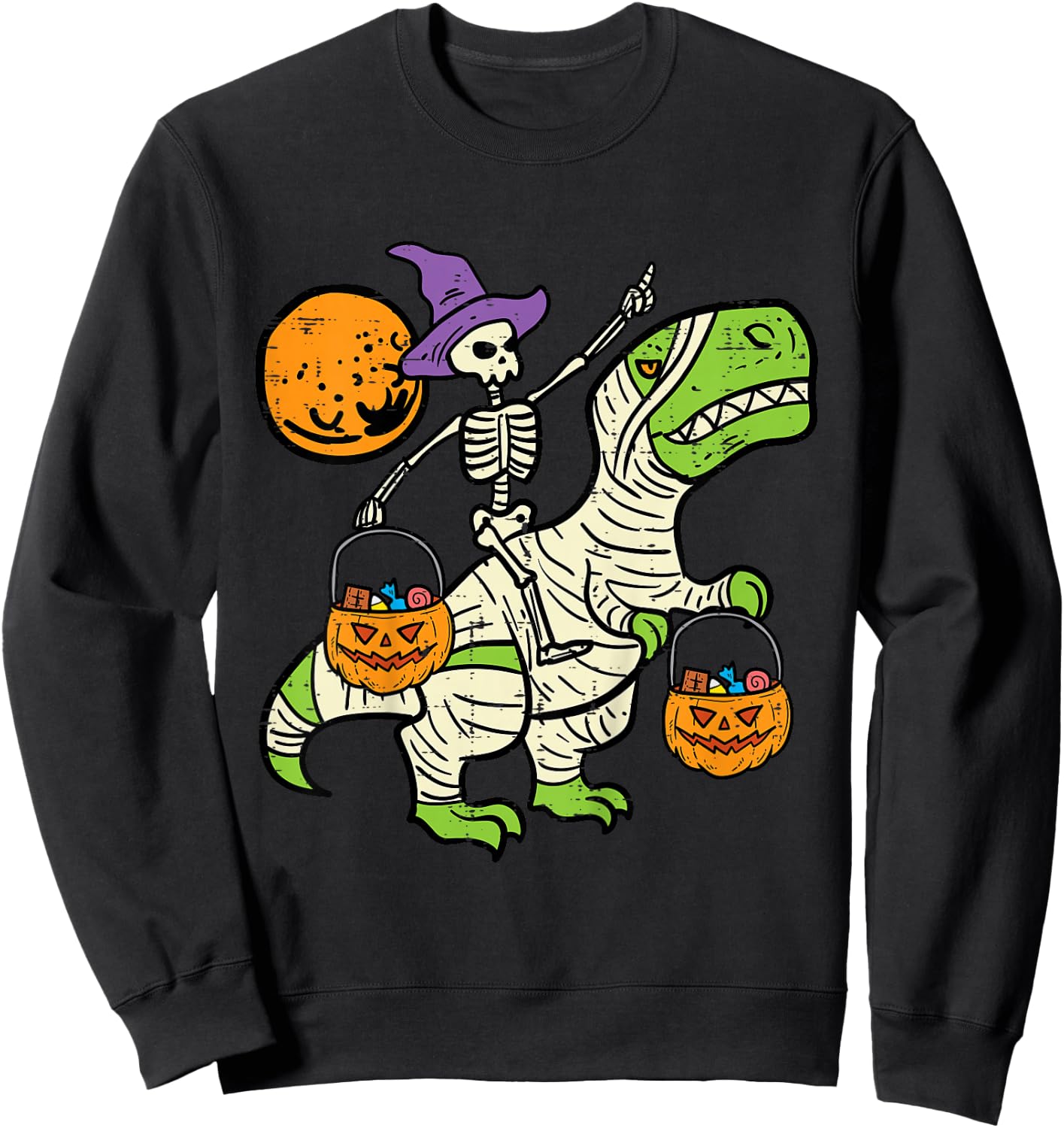 Kids Skeleton Dino Pumpkin Halloween Costume Toddler Boys Kids Sweatshirt - Sweatshirt | Black
