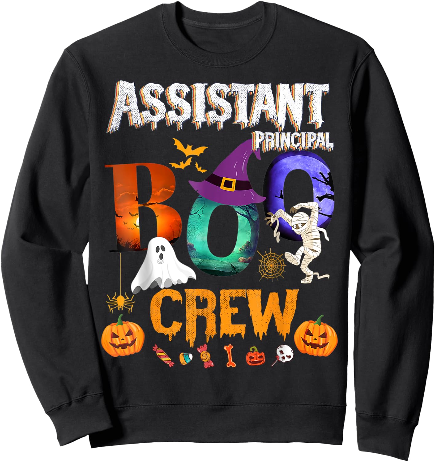 Assistant Principal Boo Crew Teacher Student Funny Halloween Sweatshirt - Sweatshirt | Black