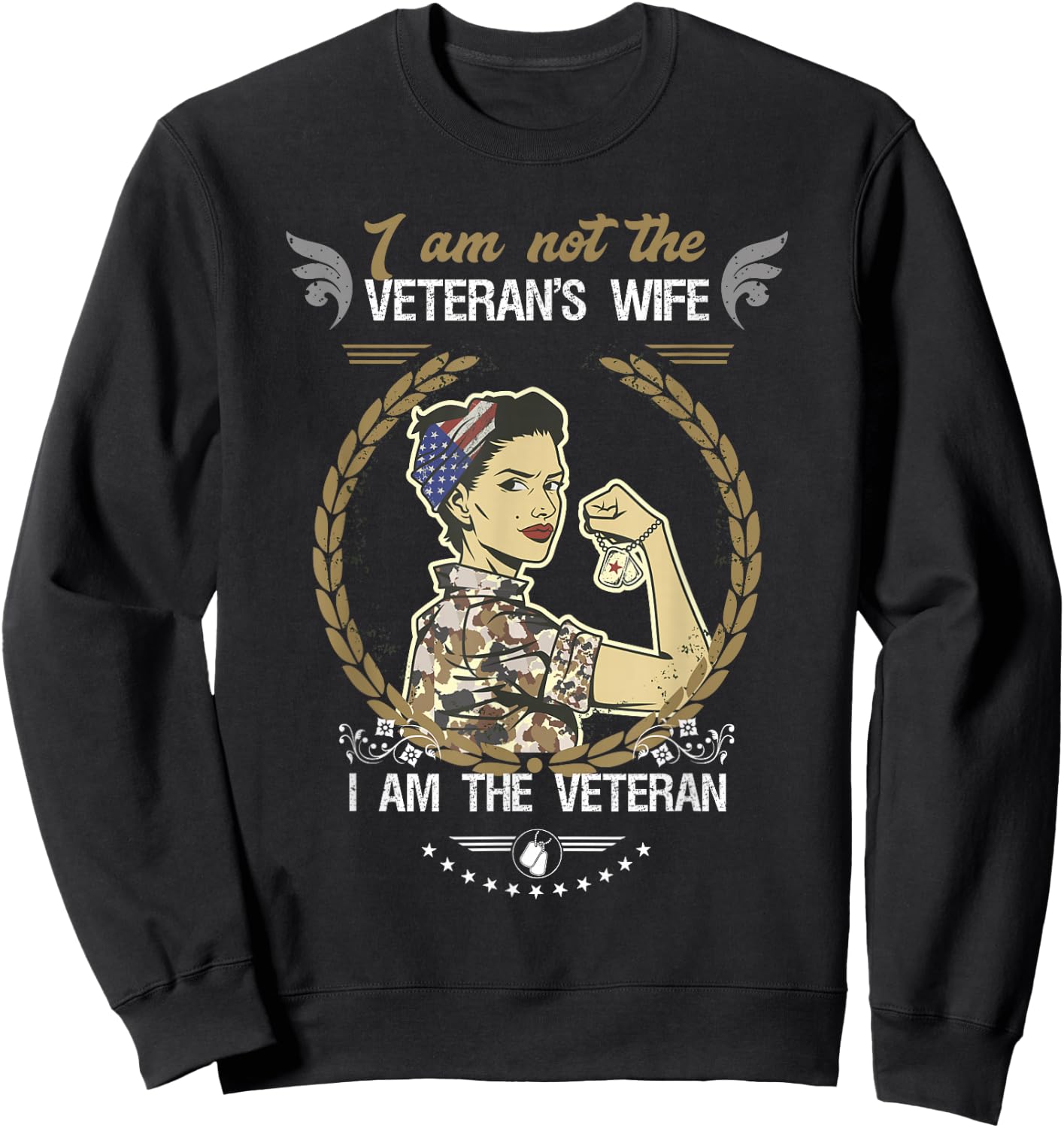 I'm Not The Veteran's Wife Female Veteran Sweatshirt - Sweatshirt | Black