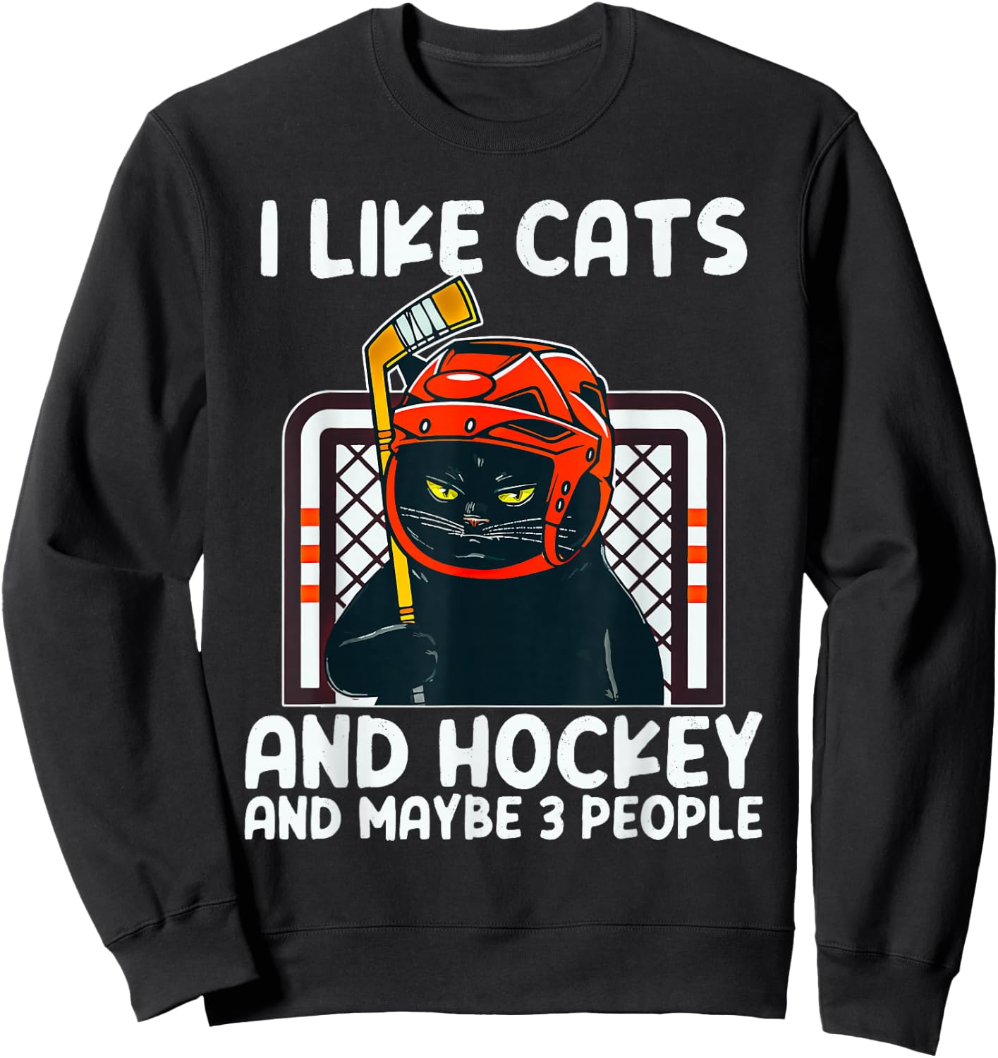 I Like Cats And Hockey And Maybe 3 People Black Catsc Sweatshirt - Sweatshirt | Black