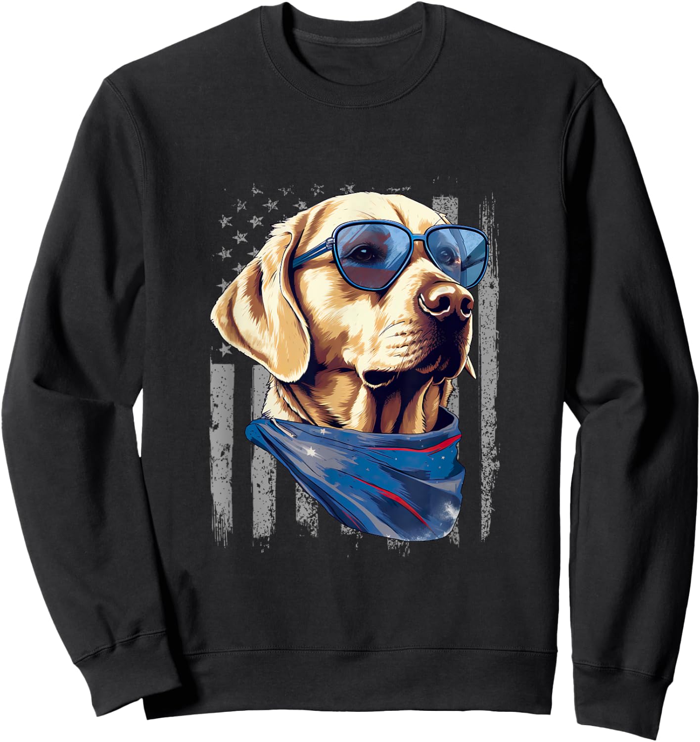American Flag Yellow Labrador 4th Of July USA Yellow Lab Sweatshirt - Sweatshirt | Black