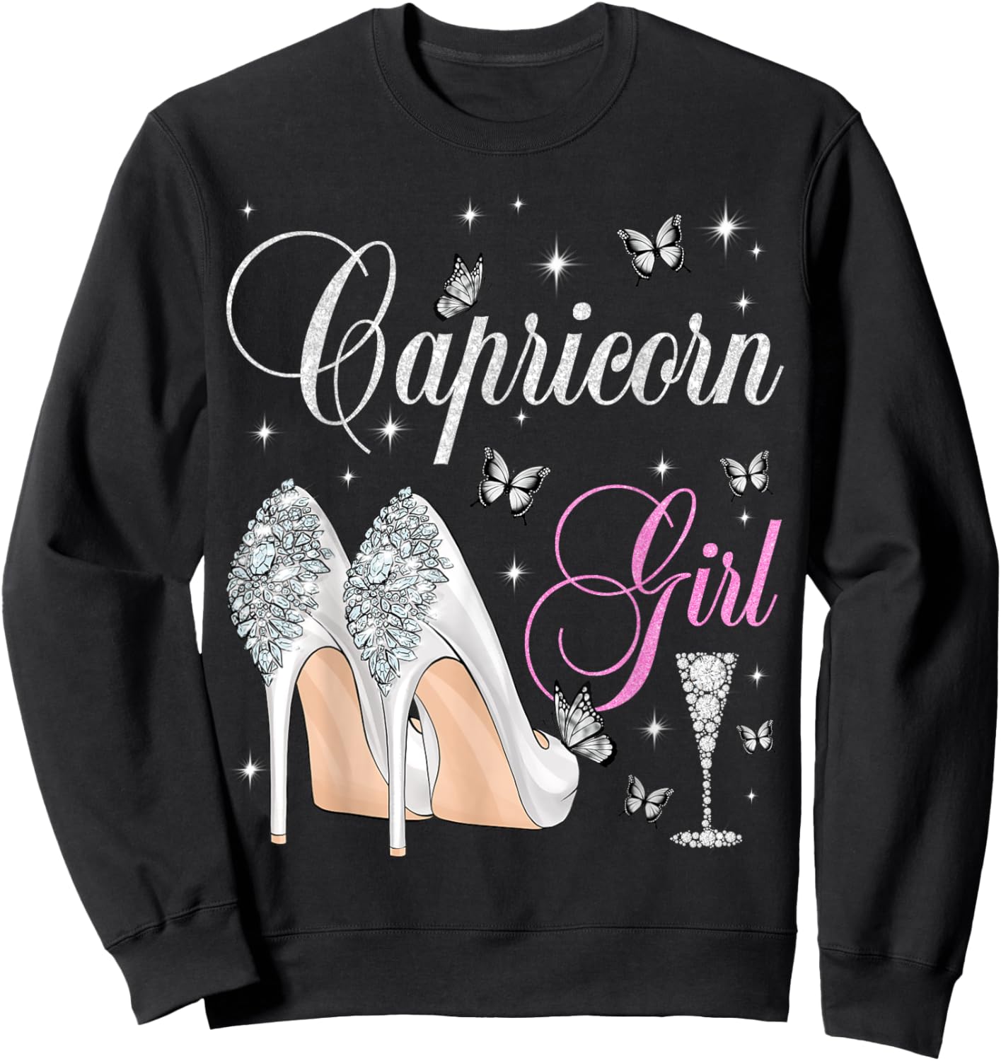 Capricorn Girl December January Birthday Party Zodiac Sweatshirt - Sweatshirt | Black
