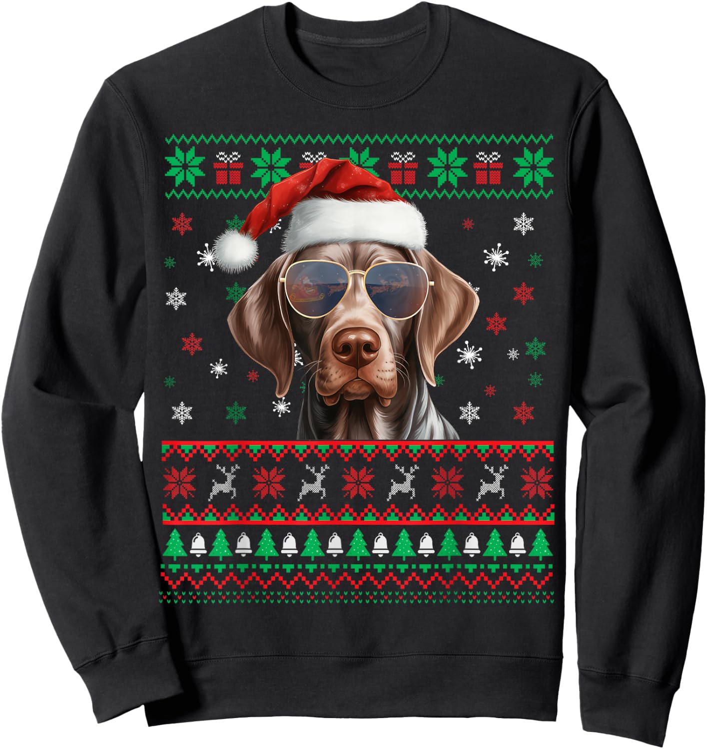 Christmas Pajama Matching German Shorthaired Pointer Xmas Sweatshirt - Sweatshirt | Black