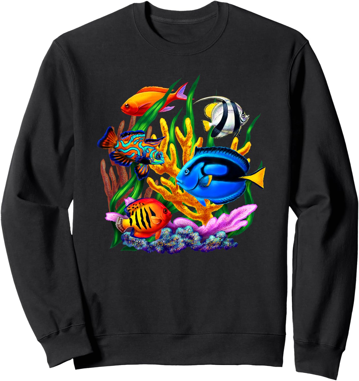 Netter Fisch Sealife Design Tropical Fish Graphic Sweatshirt - Sweatshirt | Black