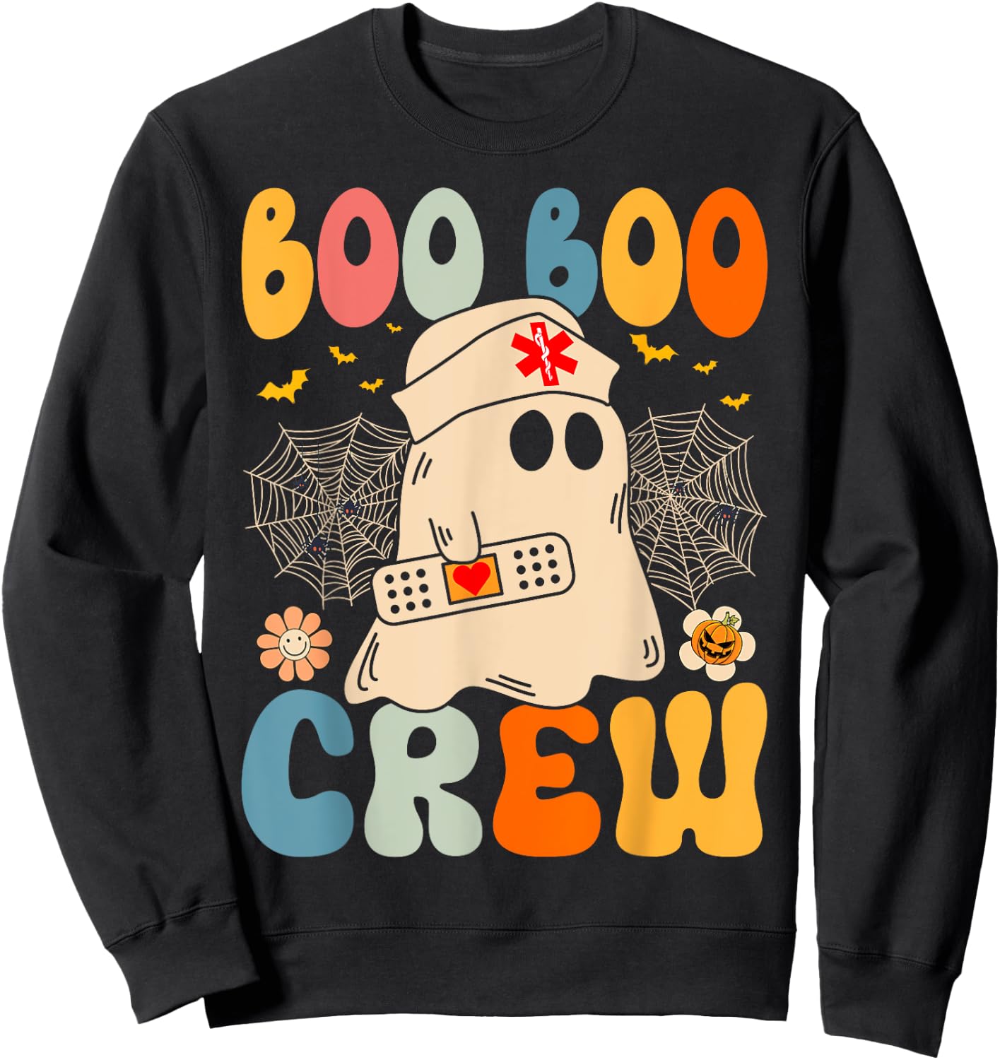 Groovy Boo Boo Crew Nurse Funny Ghost Halloween Nurse Women Sweatshirt - Sweatshirt | Black