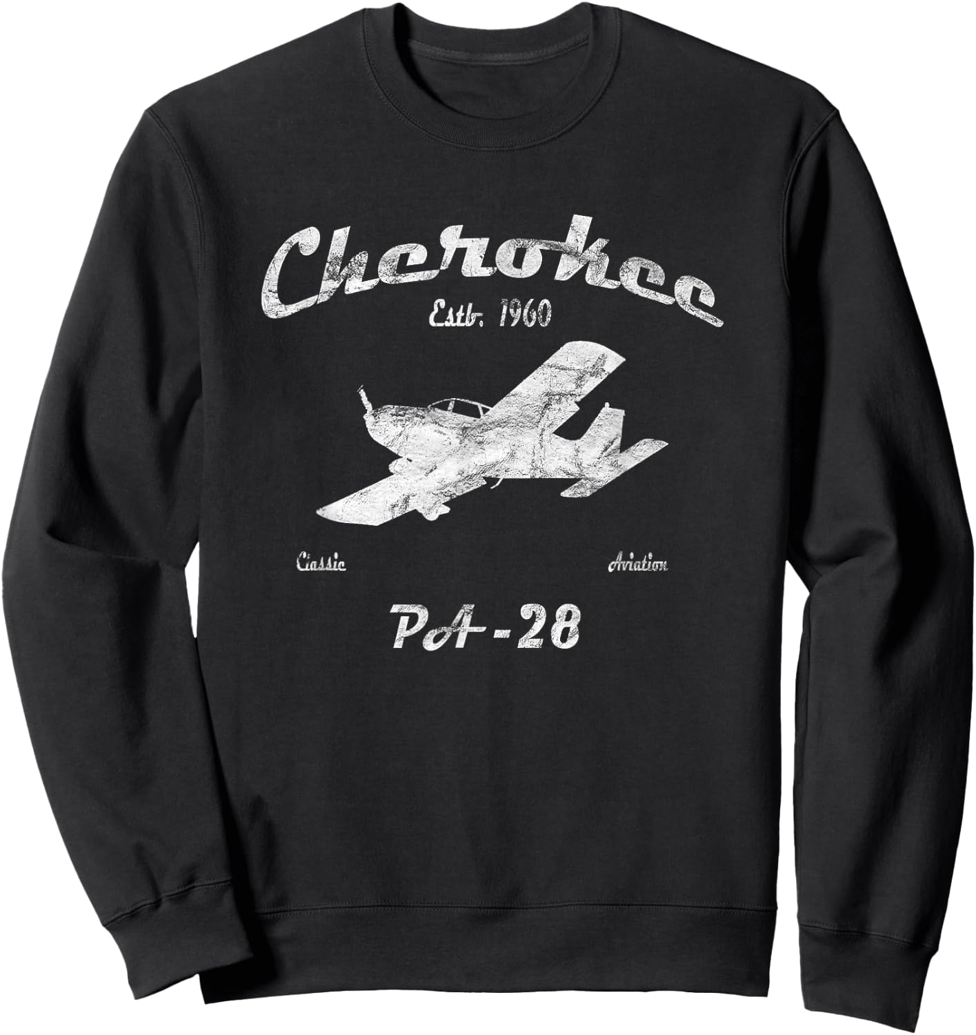 PA28 Cherokee Airplane "Since 1960" Classic Aviation Pilot Sweatshirt - Sweatshirt | Black