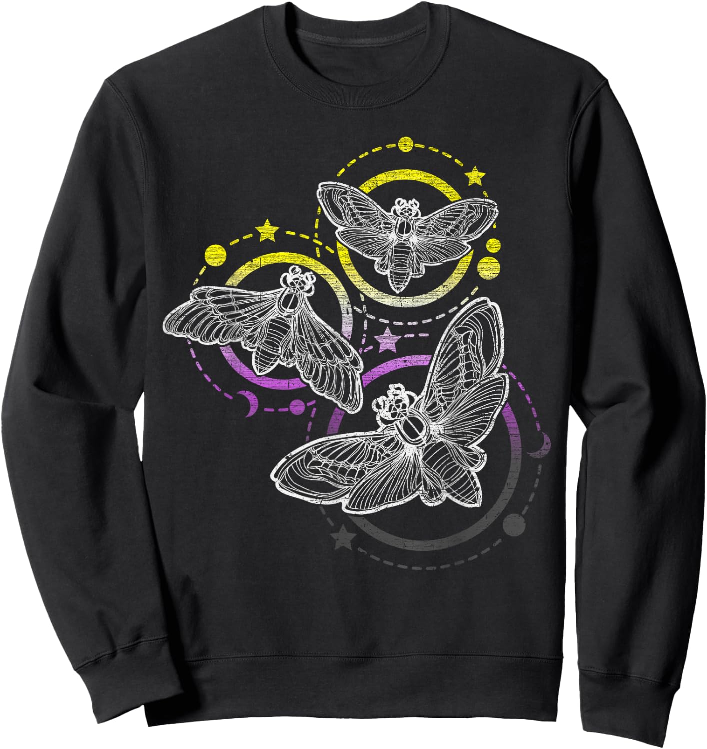 Nonbinary Flag Colors, Occult Butterflies Sweatshirt - Sweatshirt | Black