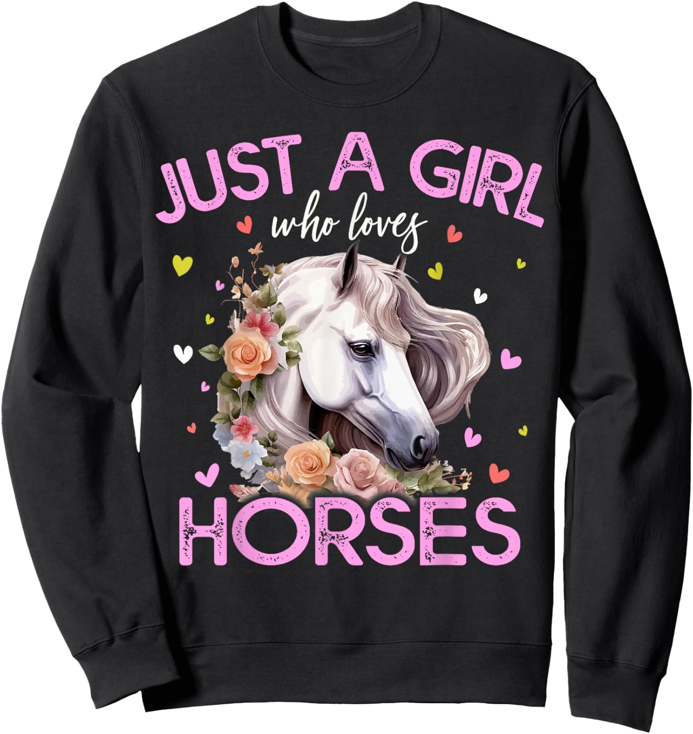 Just A Girl Who Loves Horses Girls Sweatshirt - Sweatshirt | Black