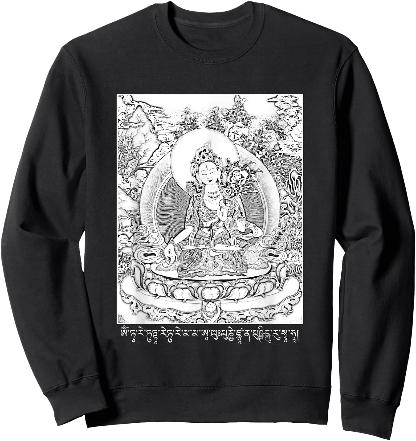 White Tara Tibetan Goddess Buddhism Sweatshirt - Sweatshirt | Black